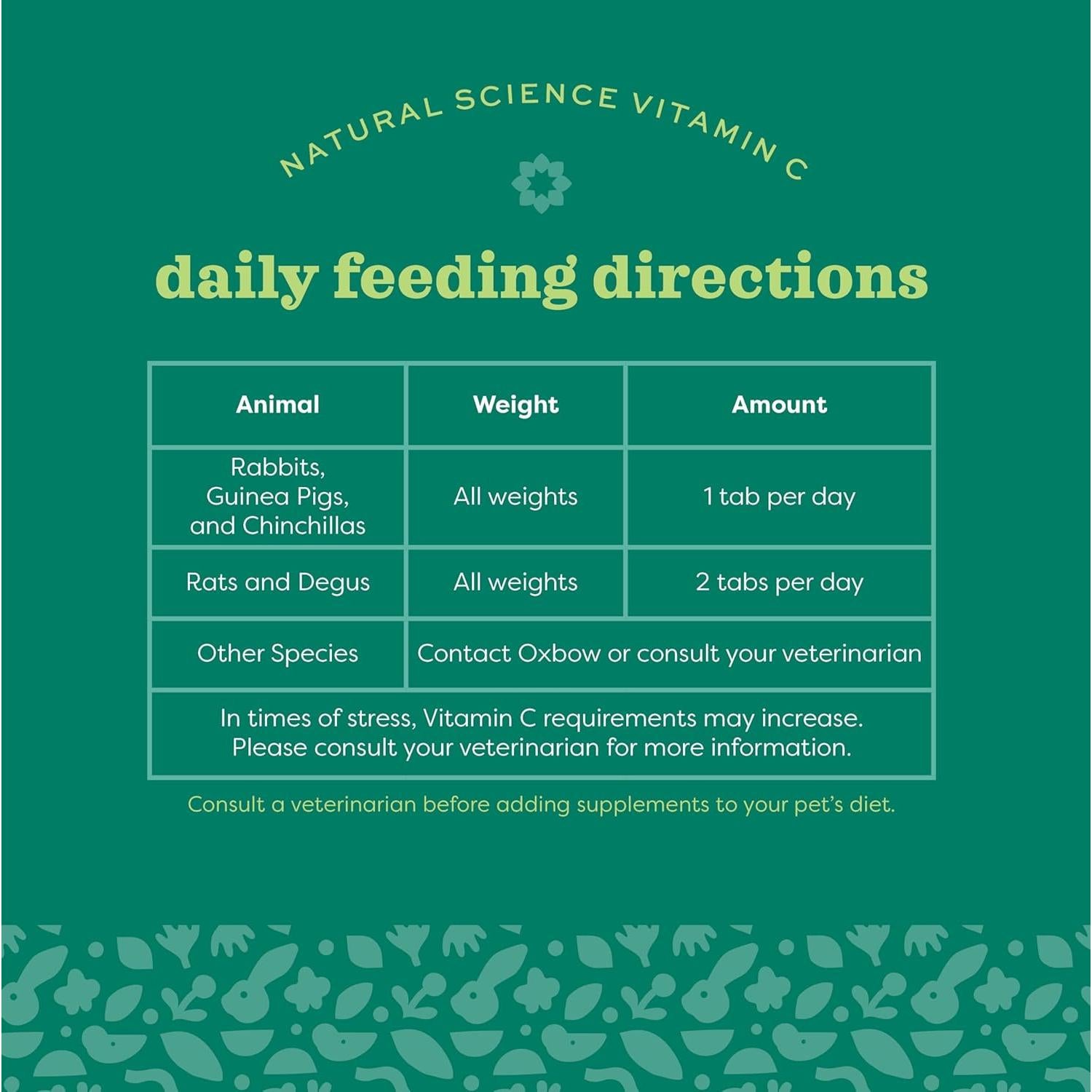 Suplemento Vitamina C Natural Science Oxbow 120g para Cobayas