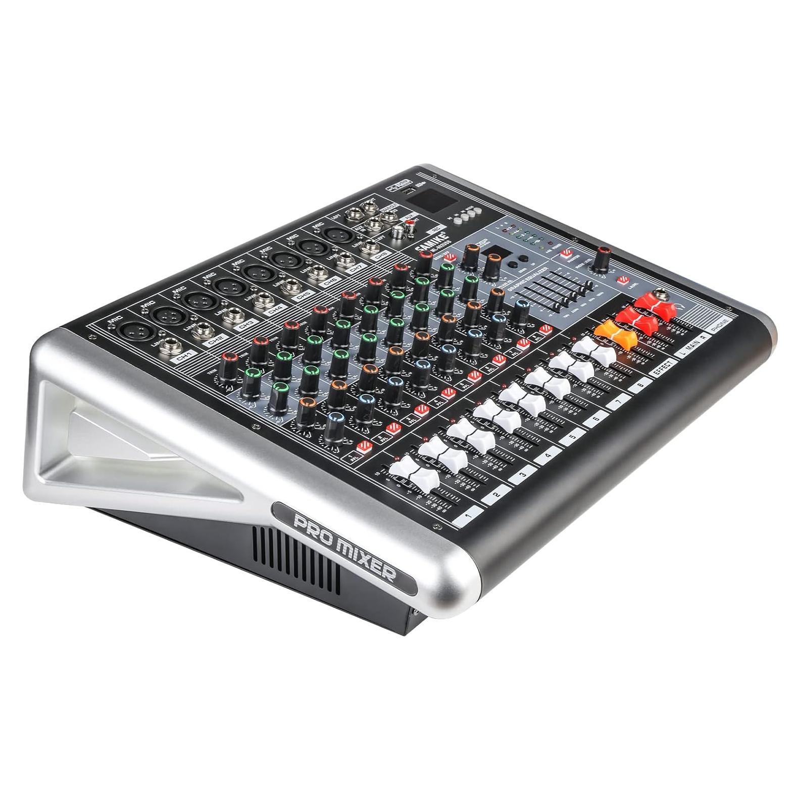 Mezclador de Audio 8 Canales 300W Amplificador DJ con Efectos