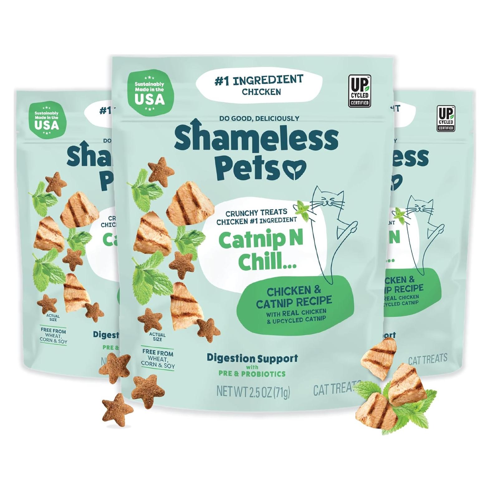 Golosinas para Gatos Shameless Pets 3x2.5oz Pollo Catnip