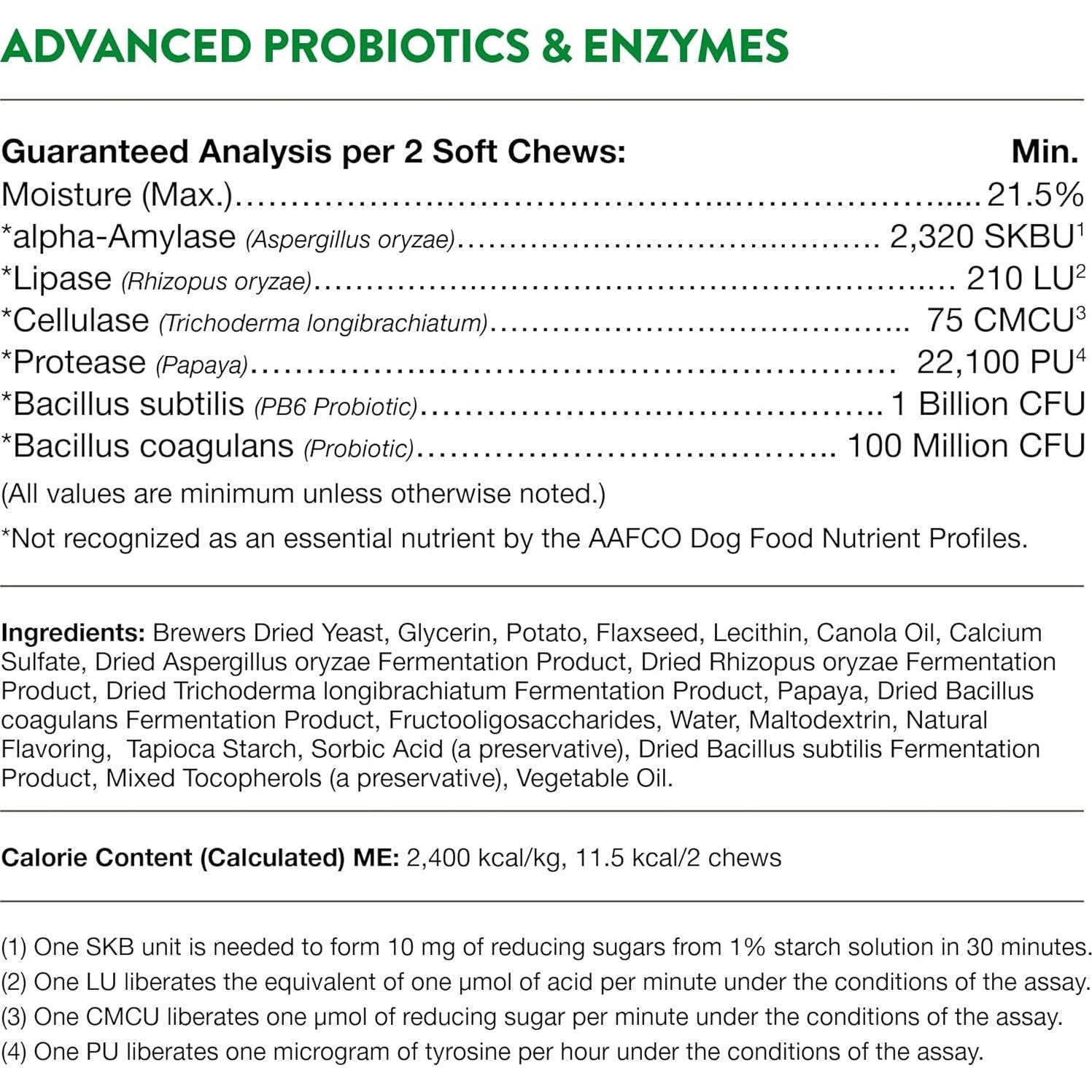 Suplemento Probioticos y Enzimas NaturVet 70 Golosinas