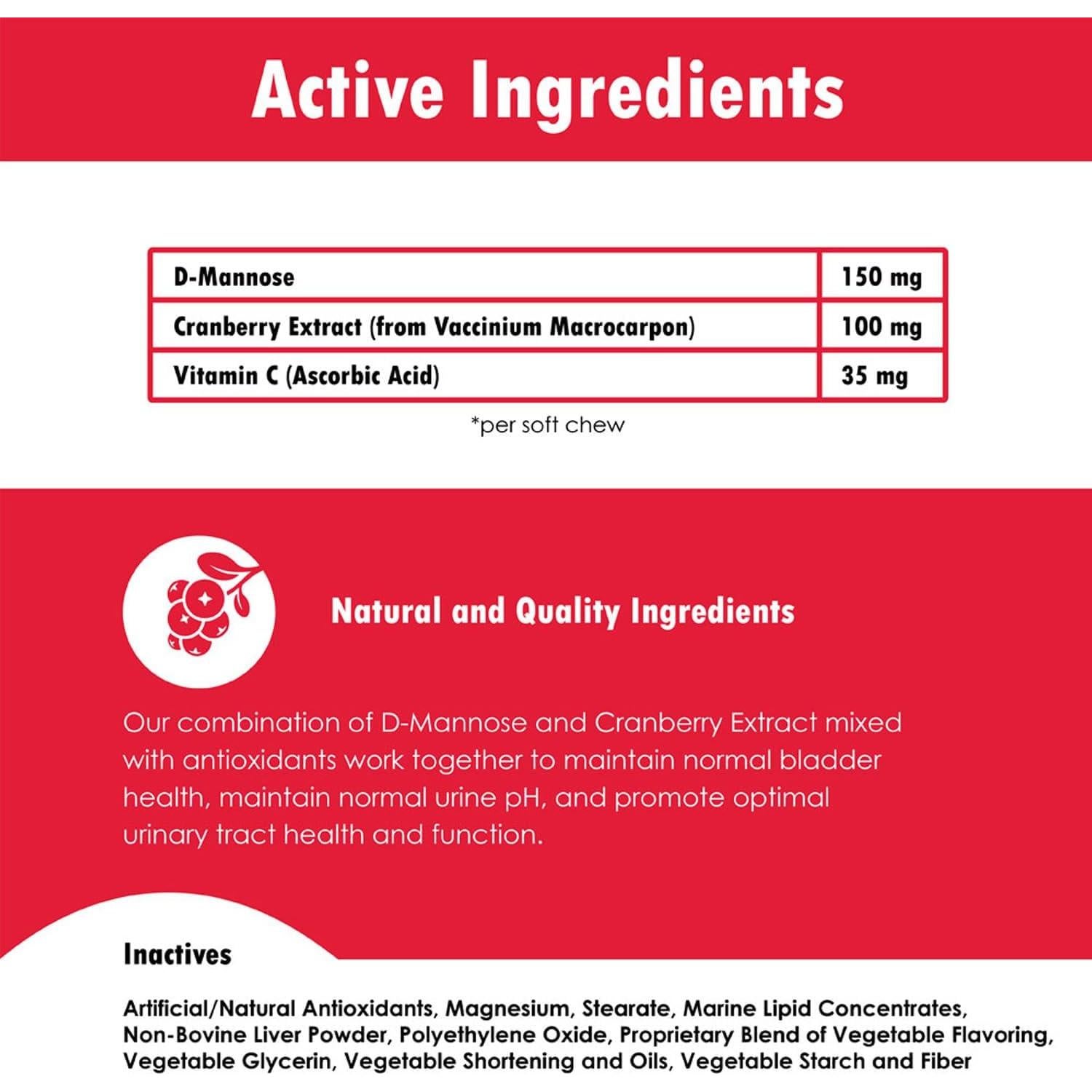 Suplemento D-Mannosa Arándano 120 Masticables para Gatos y Perros