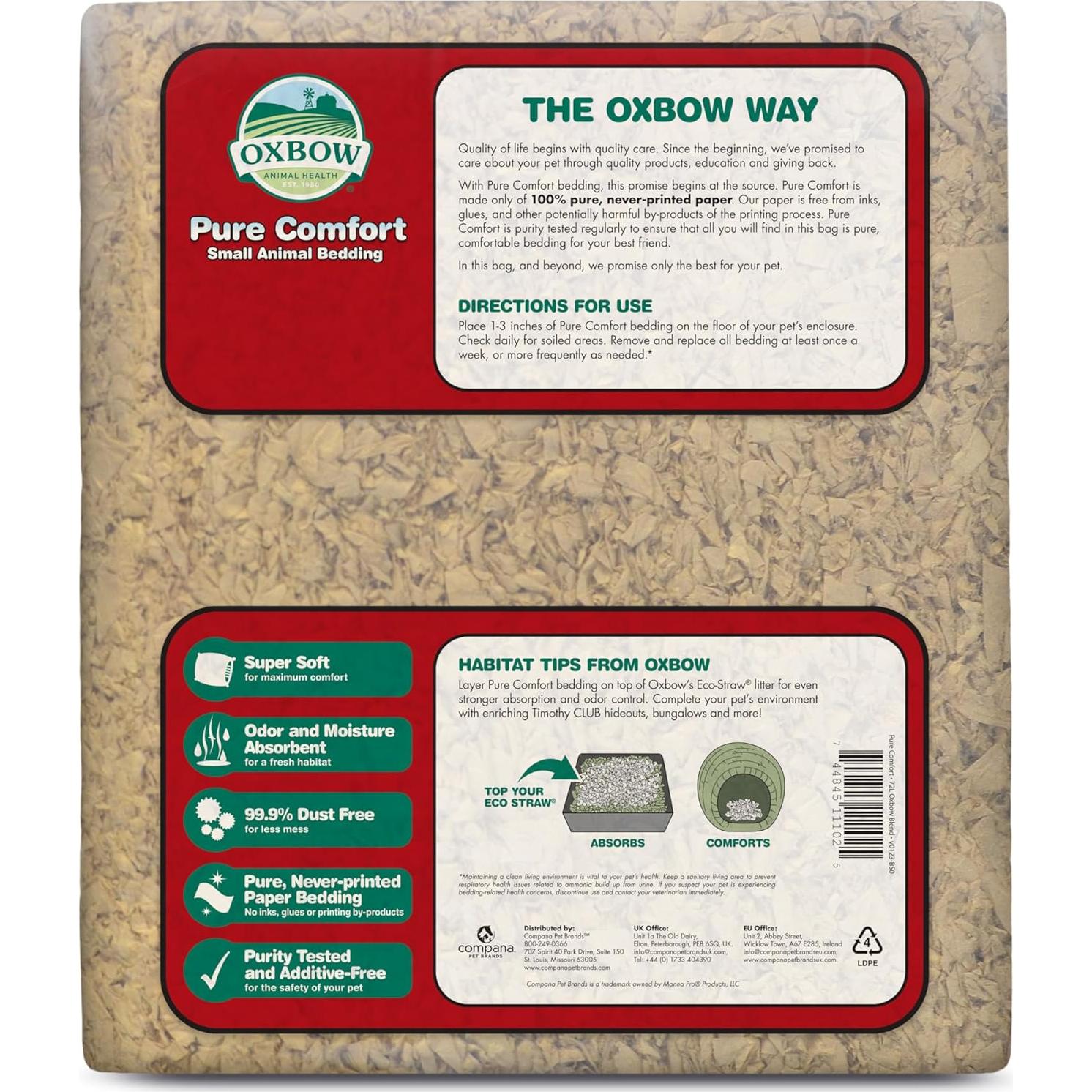 Acolchado Natural Oxbow 56L para Conejos y Hámsters