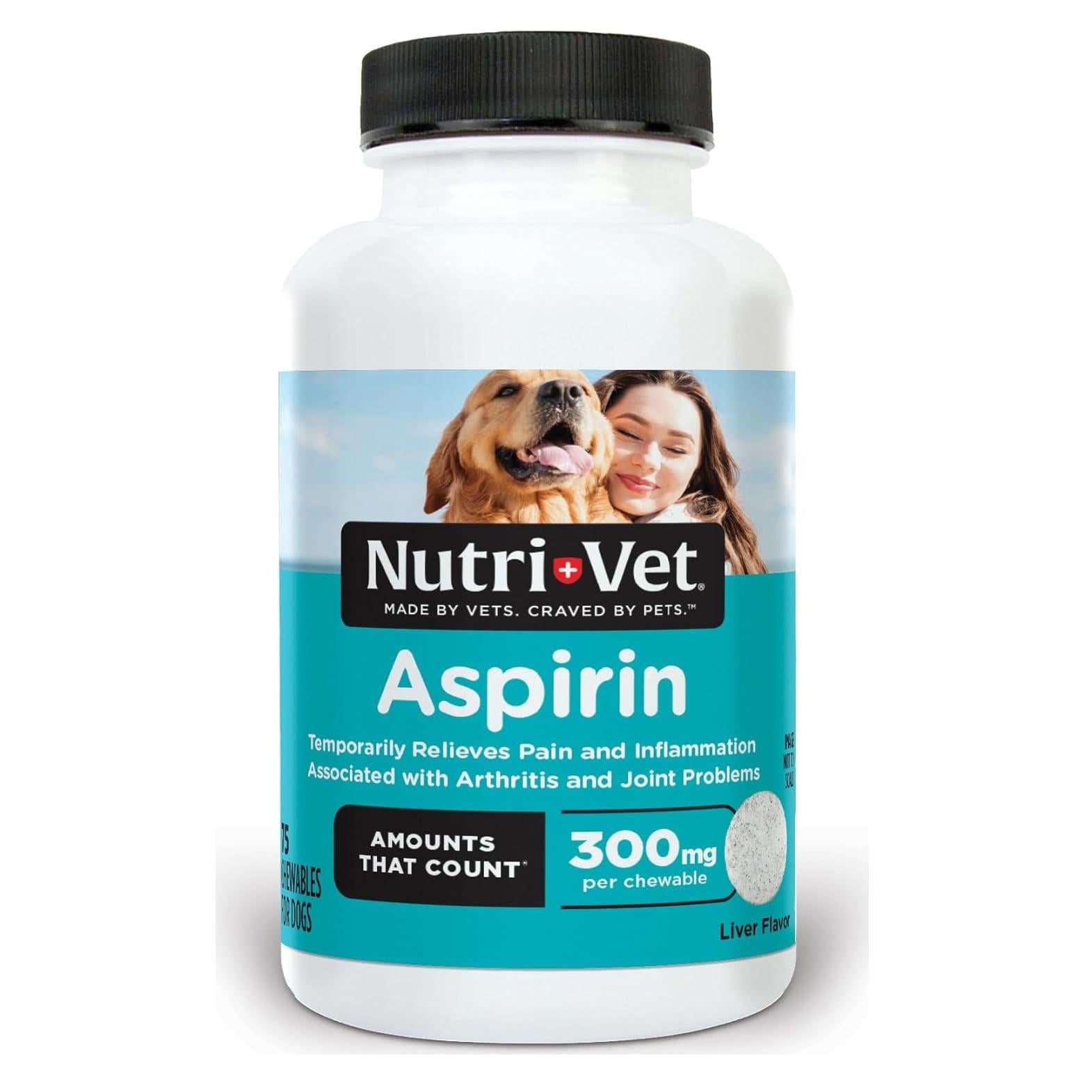 Aspirina Nutri-Vet 300mg para Perros Grandes - 75 Tabletas