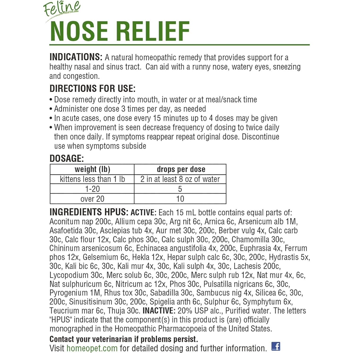 HomeoPet Alivio Nasal para Gatos 15 ml - Suplemento Natural