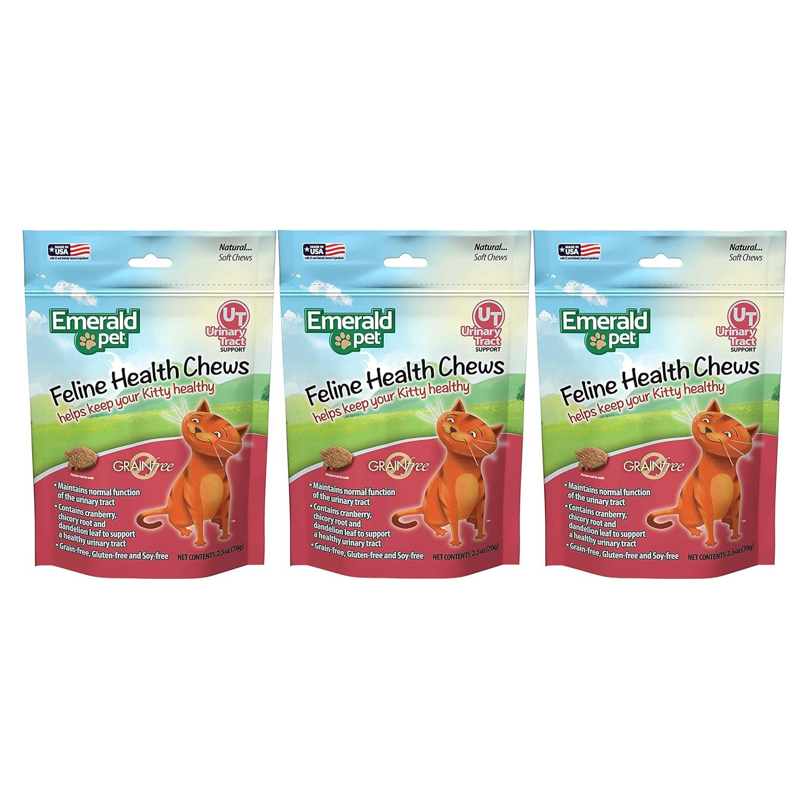 Paquete de 3 Chews Urinarios para Gatos Emerald Pet 70g