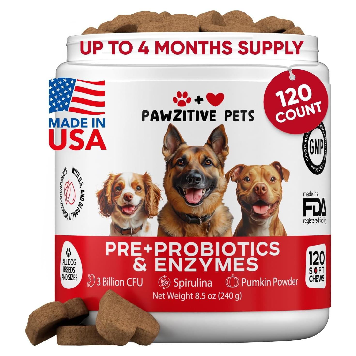 Masticables Probioticos Pawzitive Pets 120 Unidades Salud Digestiva