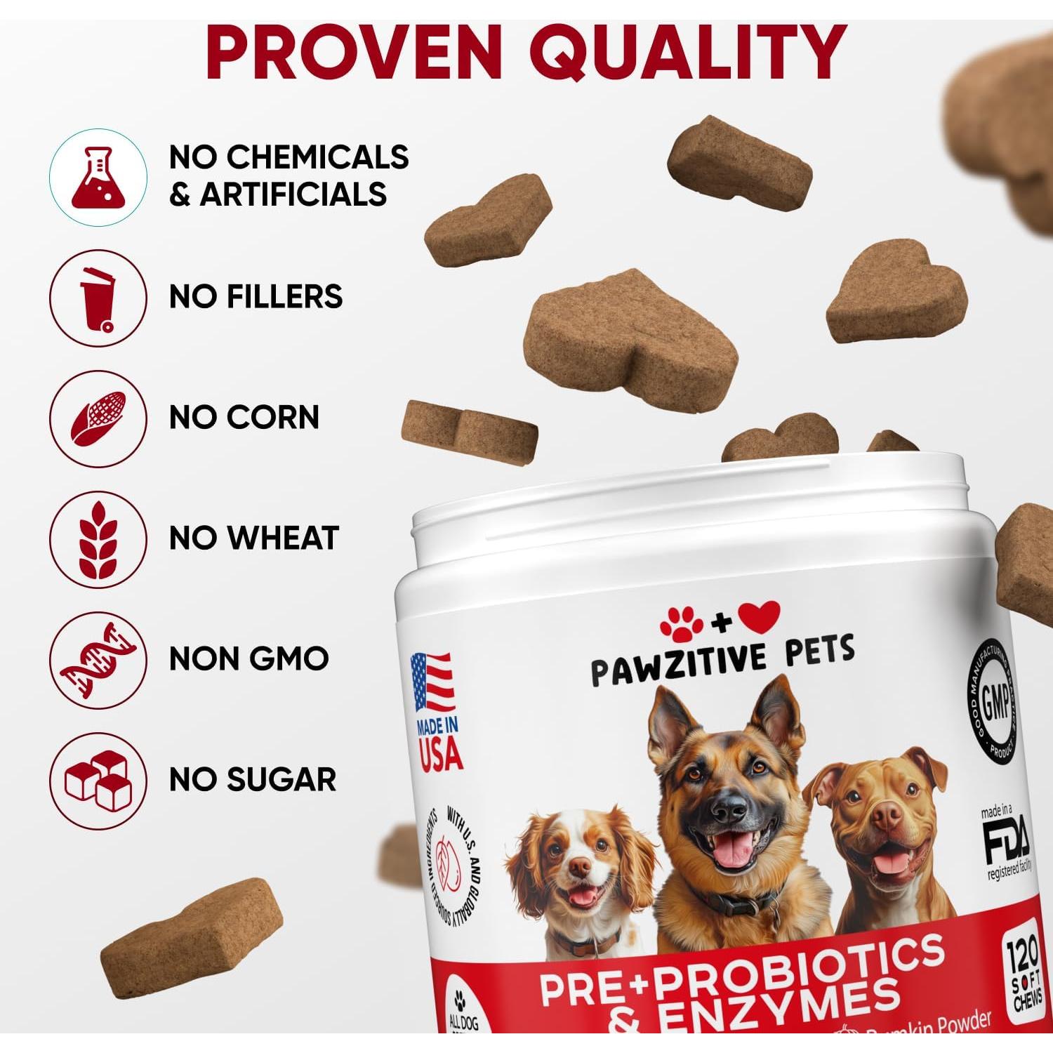 Masticables Probioticos Pawzitive Pets 120 Unidades Salud Digestiva