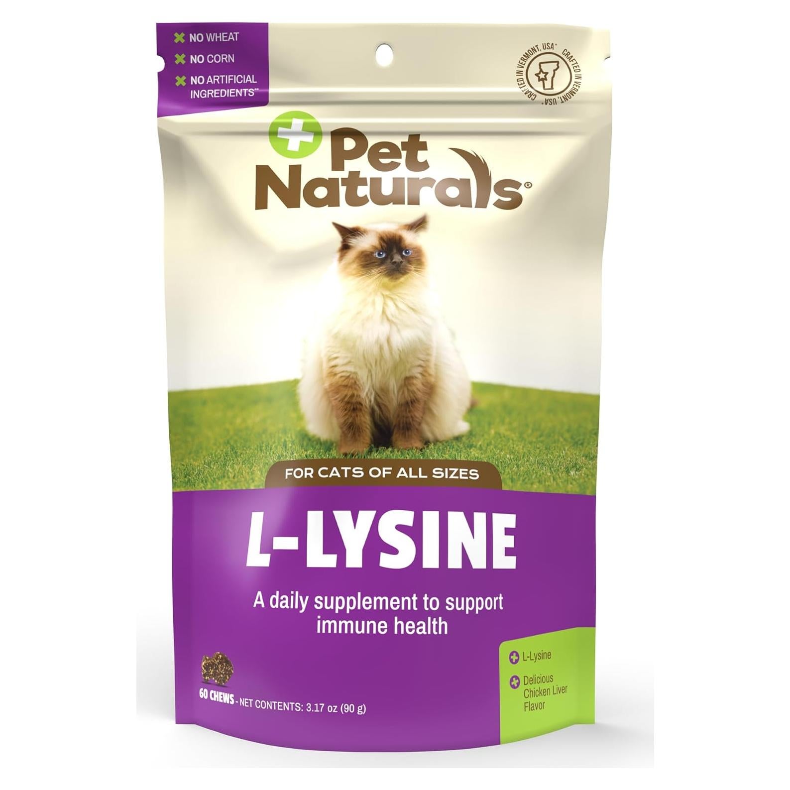 Pet Naturals L-Lisina para Gatos 60 Masticables Sabor Pollo