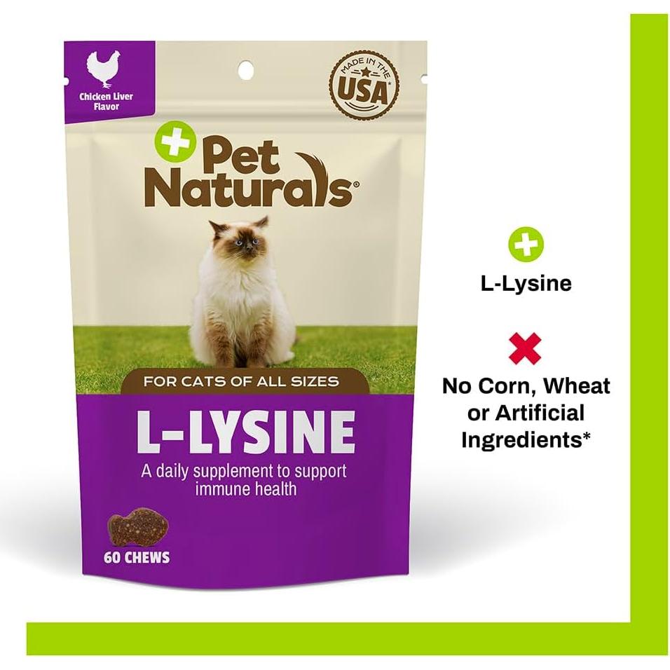 Pet Naturals L-Lisina para Gatos 60 Masticables Sabor Pollo