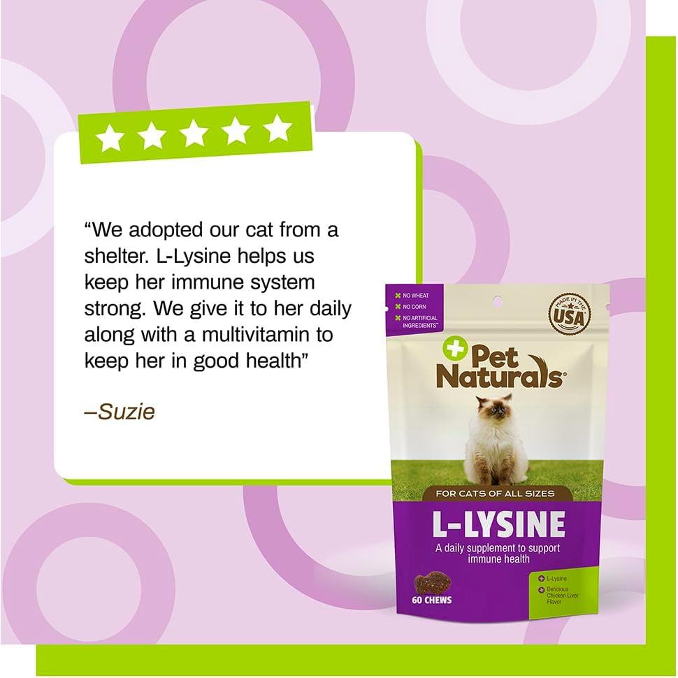 Pet Naturals L-Lisina para Gatos 60 Masticables Sabor Pollo