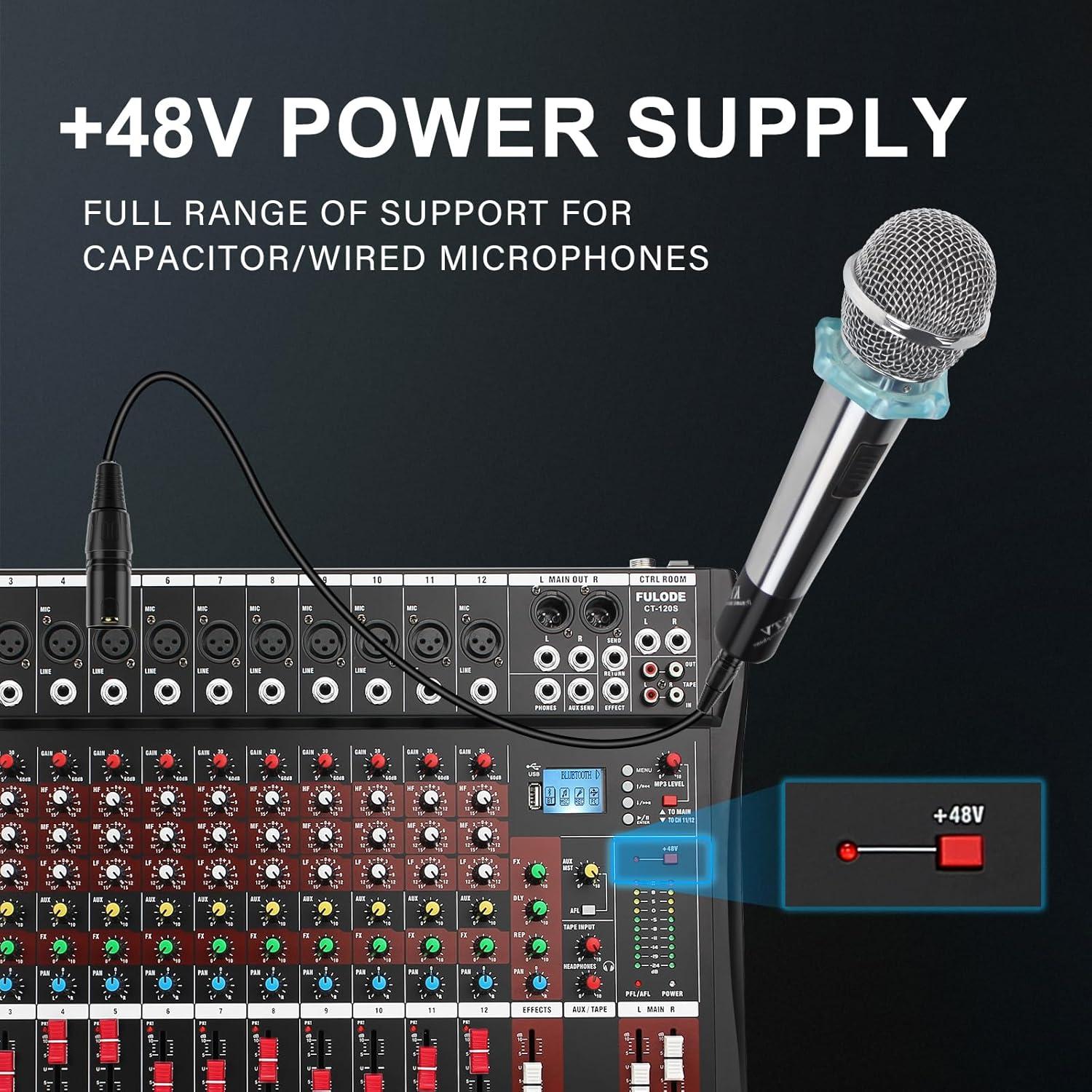 Mezclador de Audio FULODE CT120 de 12 Canales con Bluetooth