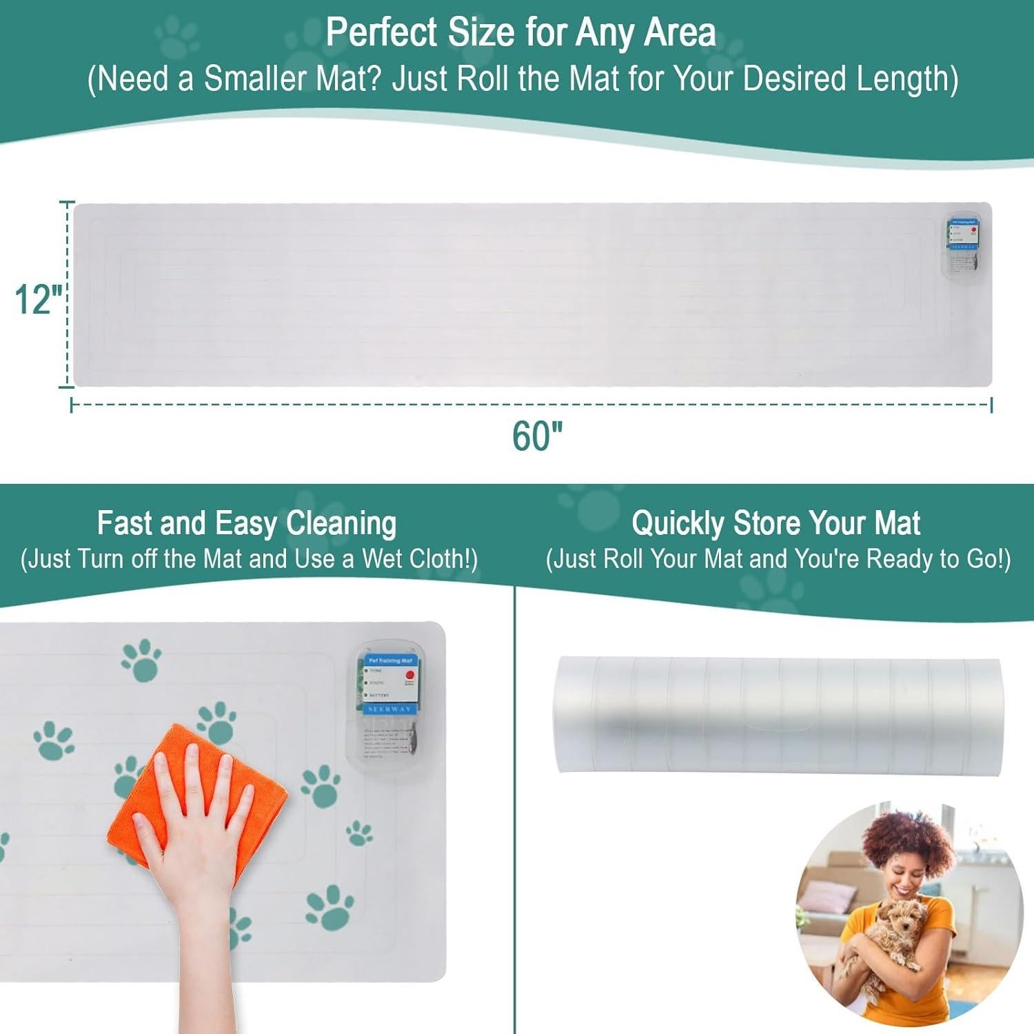 Alfombra de Choque para Mascotas SEERWAY 152x30 cm 3 Modos