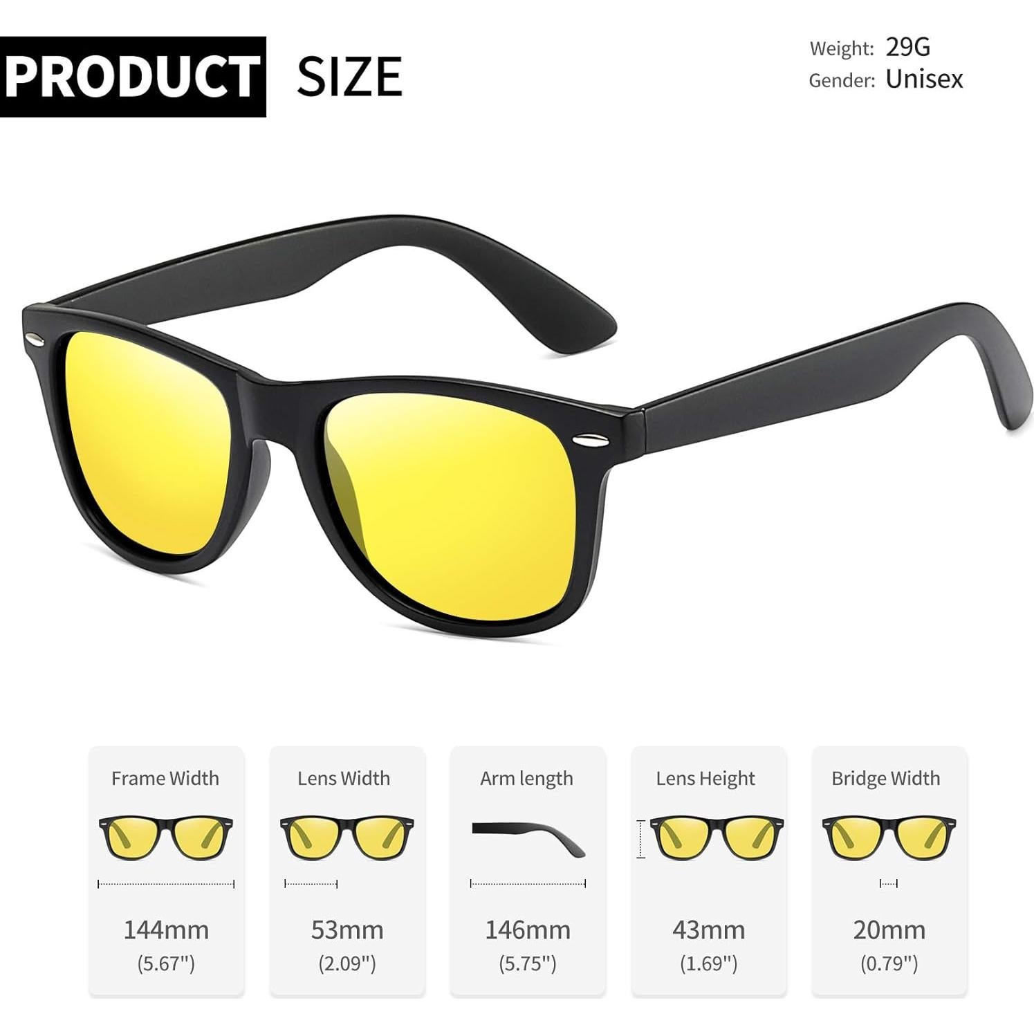 Gafas de sol Joopin UV400 cuadradas para conducir de noche