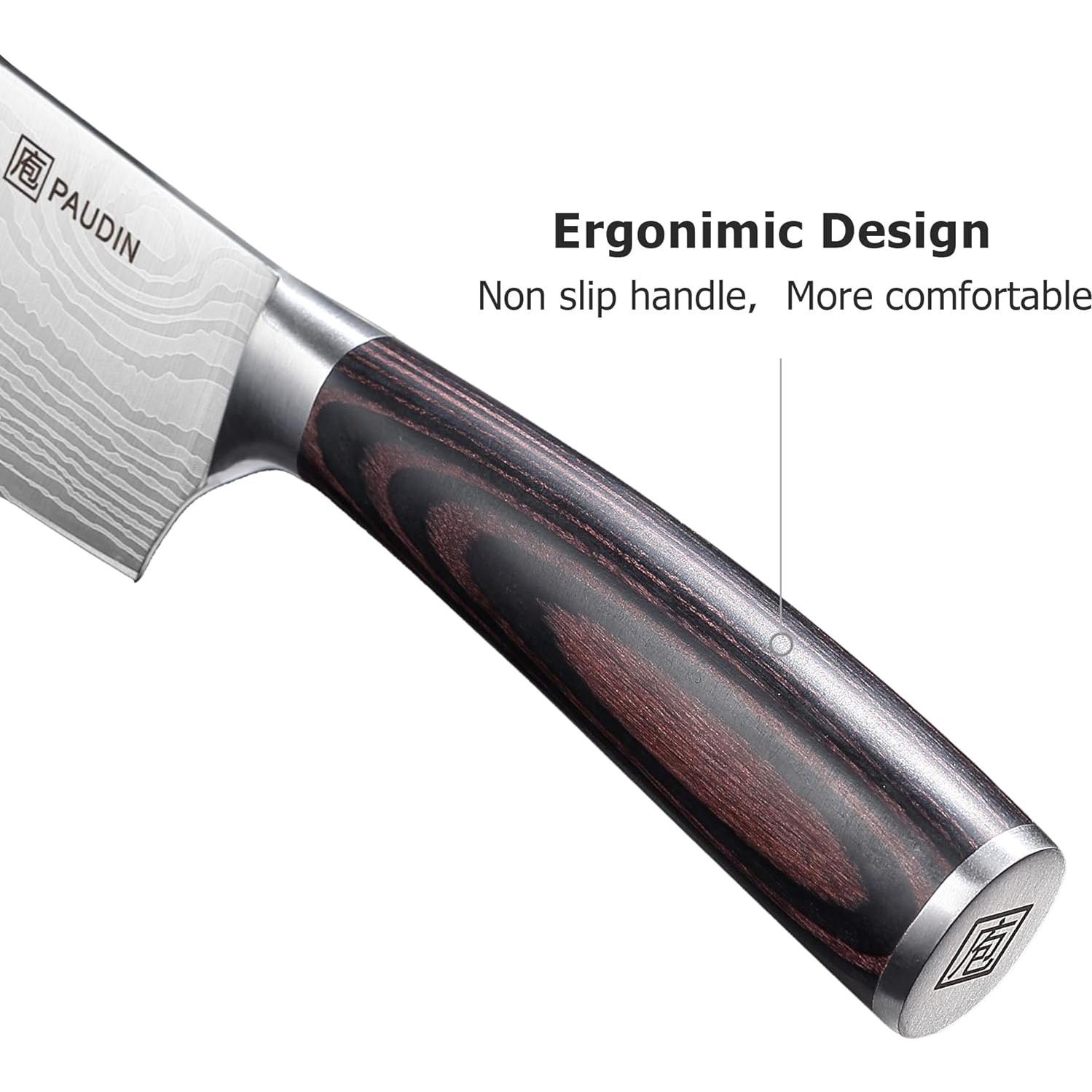 Cuchillo Nakiri PAUDIN 17.78 cm Acero Inoxidable Mango Ergonómico