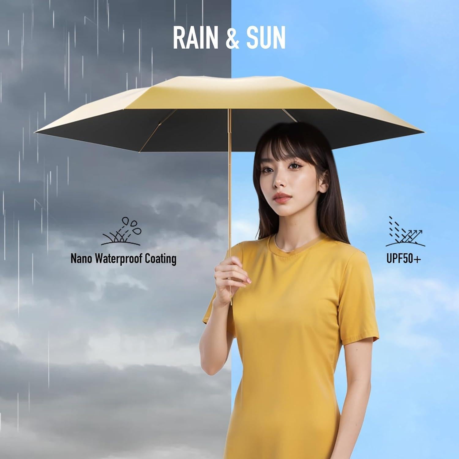 Paraguas Mini MJOFFIN Plegable UV Protección Solar 14cm