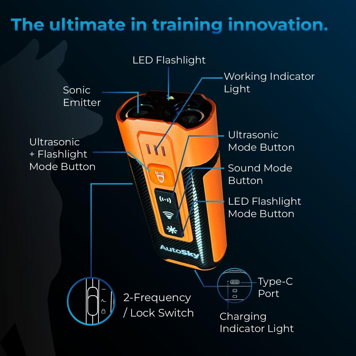 Dispositivo Anti Ladridos Ultrasonido AutoSky - Entrenador Portátil