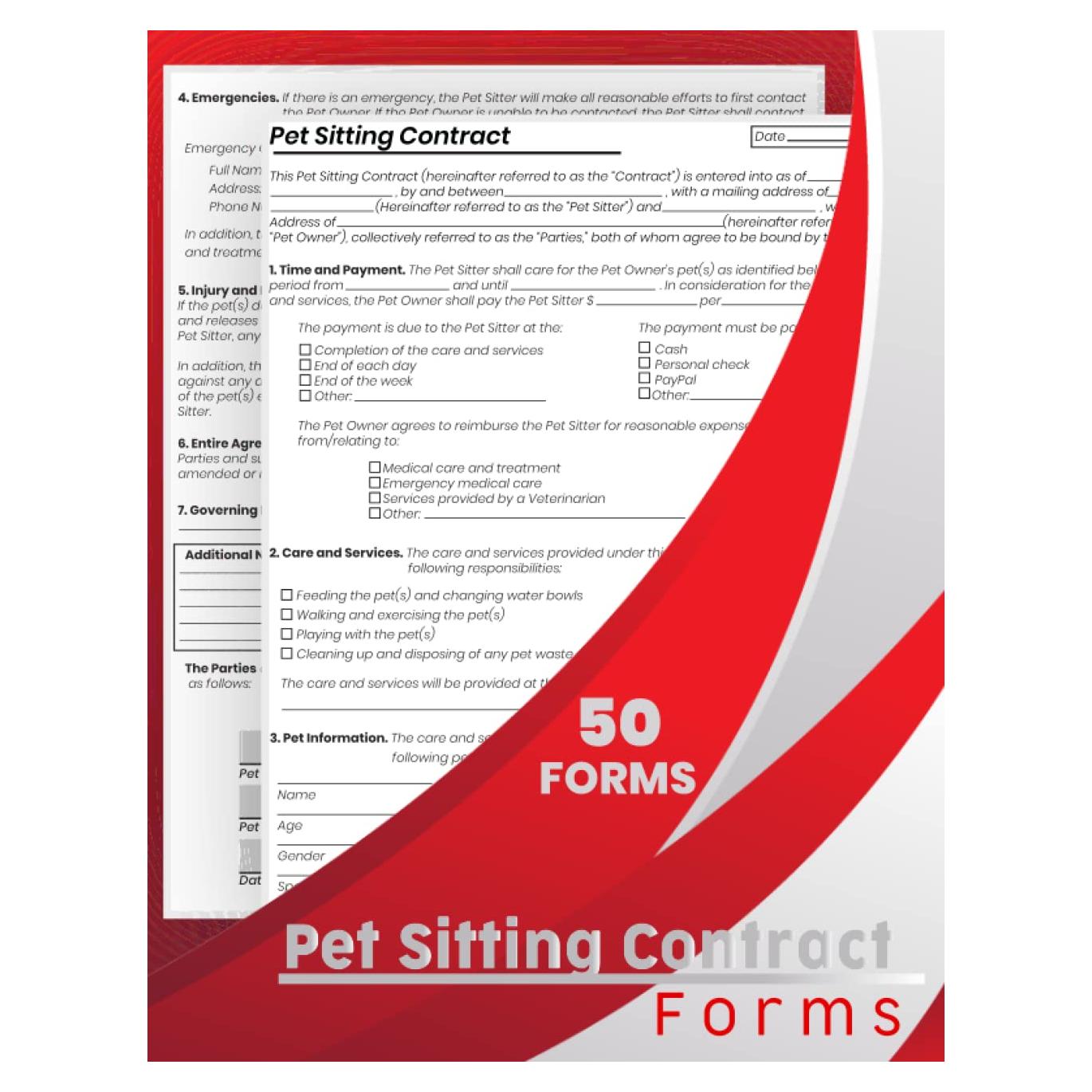 Libro de Contrato de Cuidado de Mascotas 50 Páginas