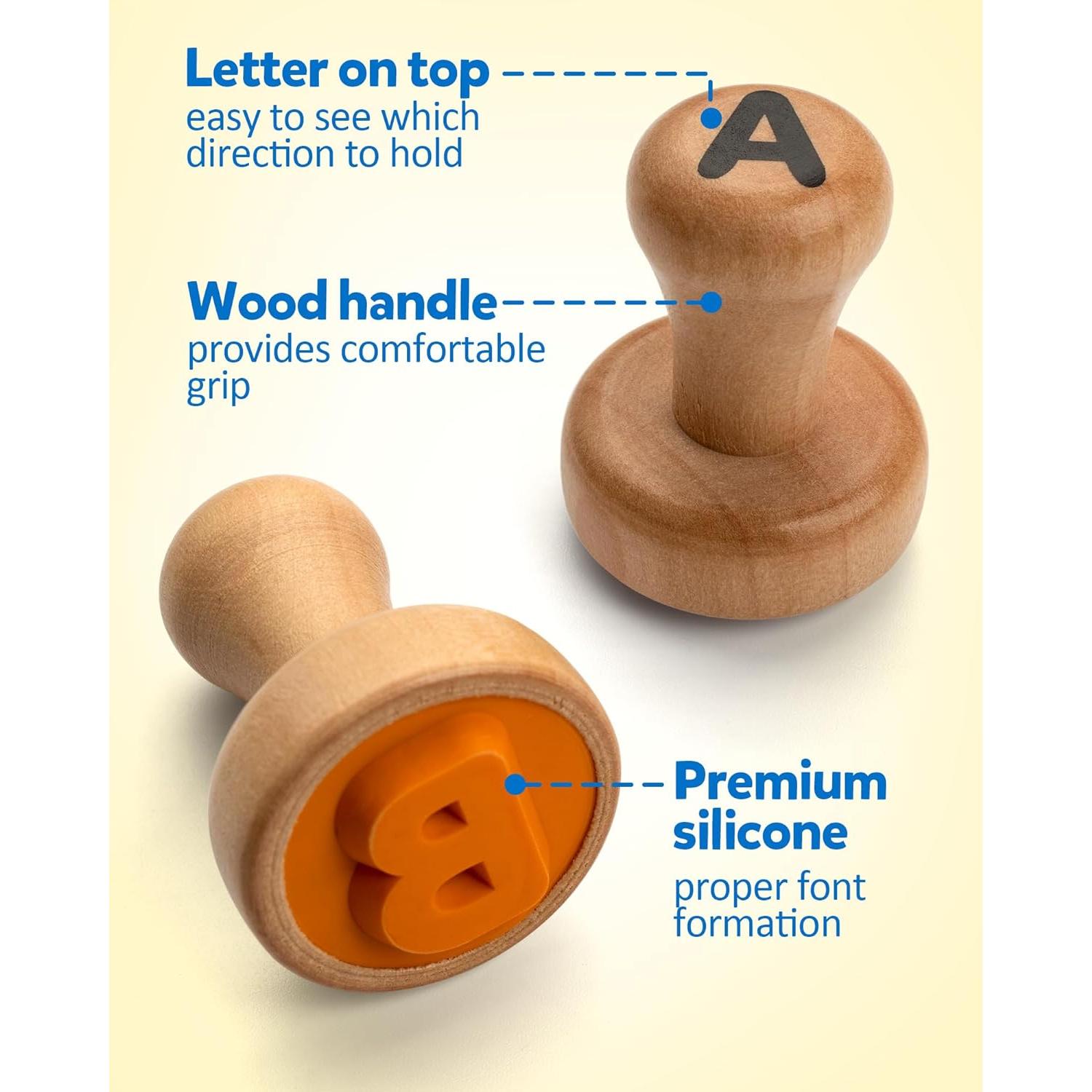 Sellos de Alfabeto y Números de Madera Coogam - Juguete Educativo Montessori