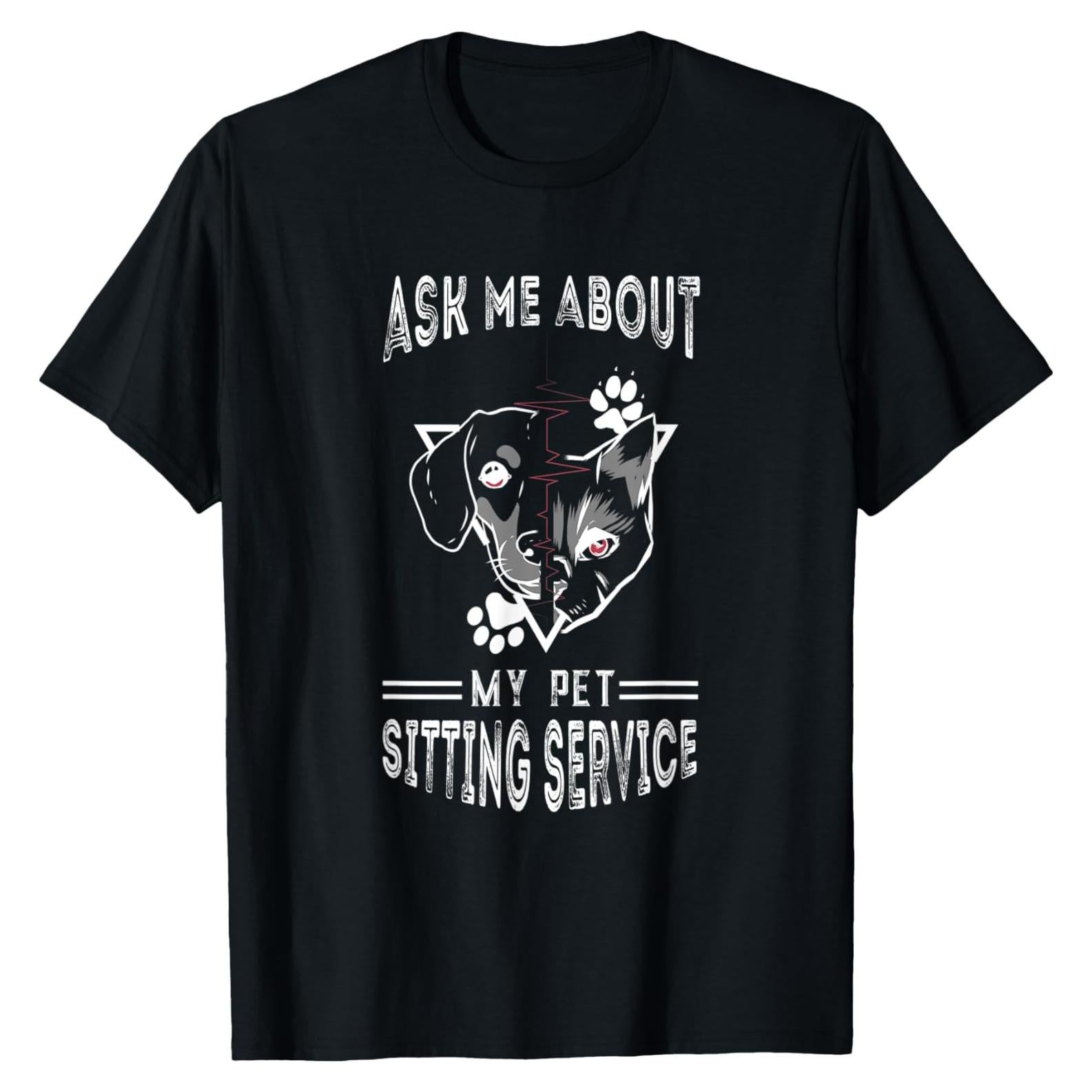 Camiseta Cuidado de Mascotas EKG Perro Gato Negro Hombre