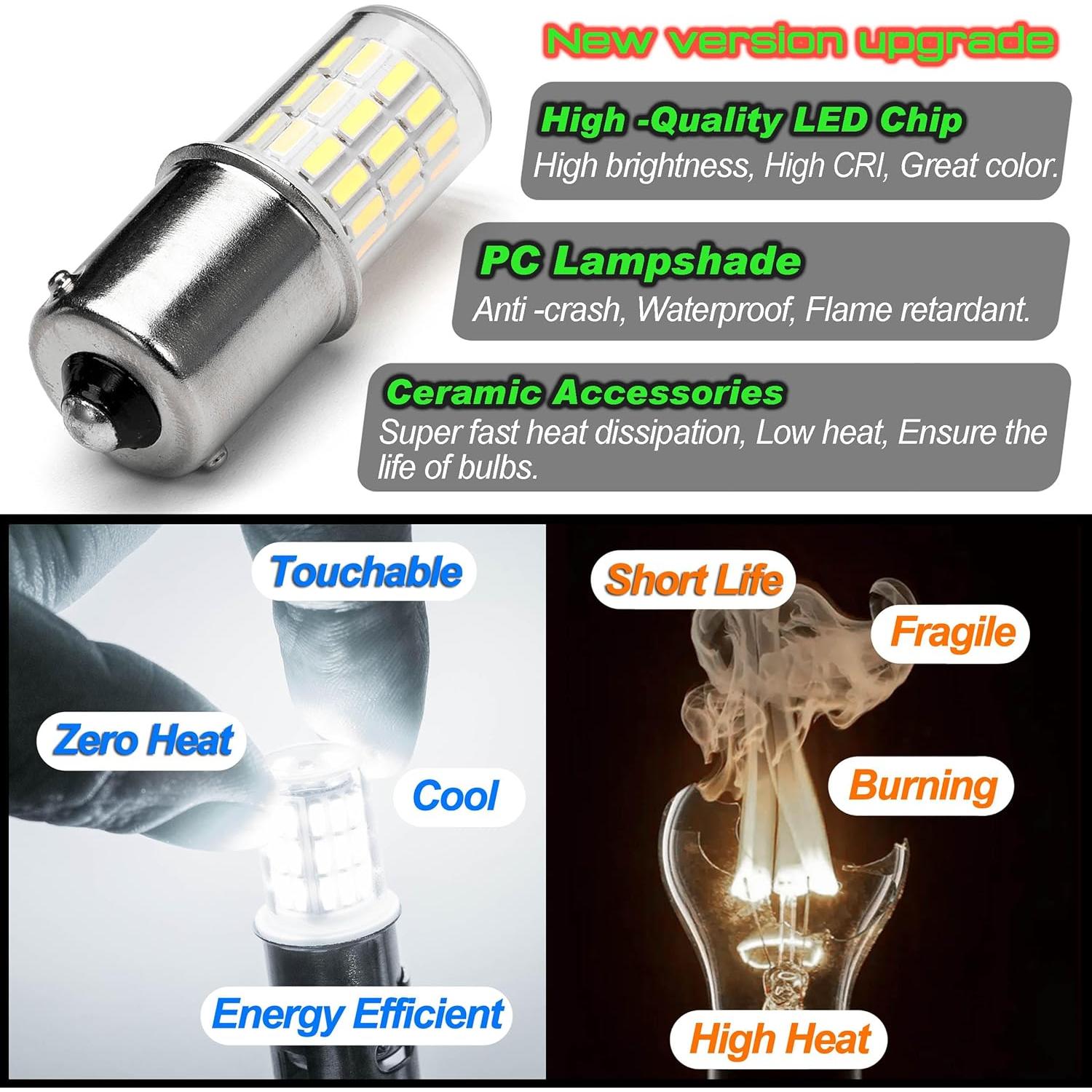 Paquete de 10 bombillas LED BA15S 6000K Ziomitus para auto