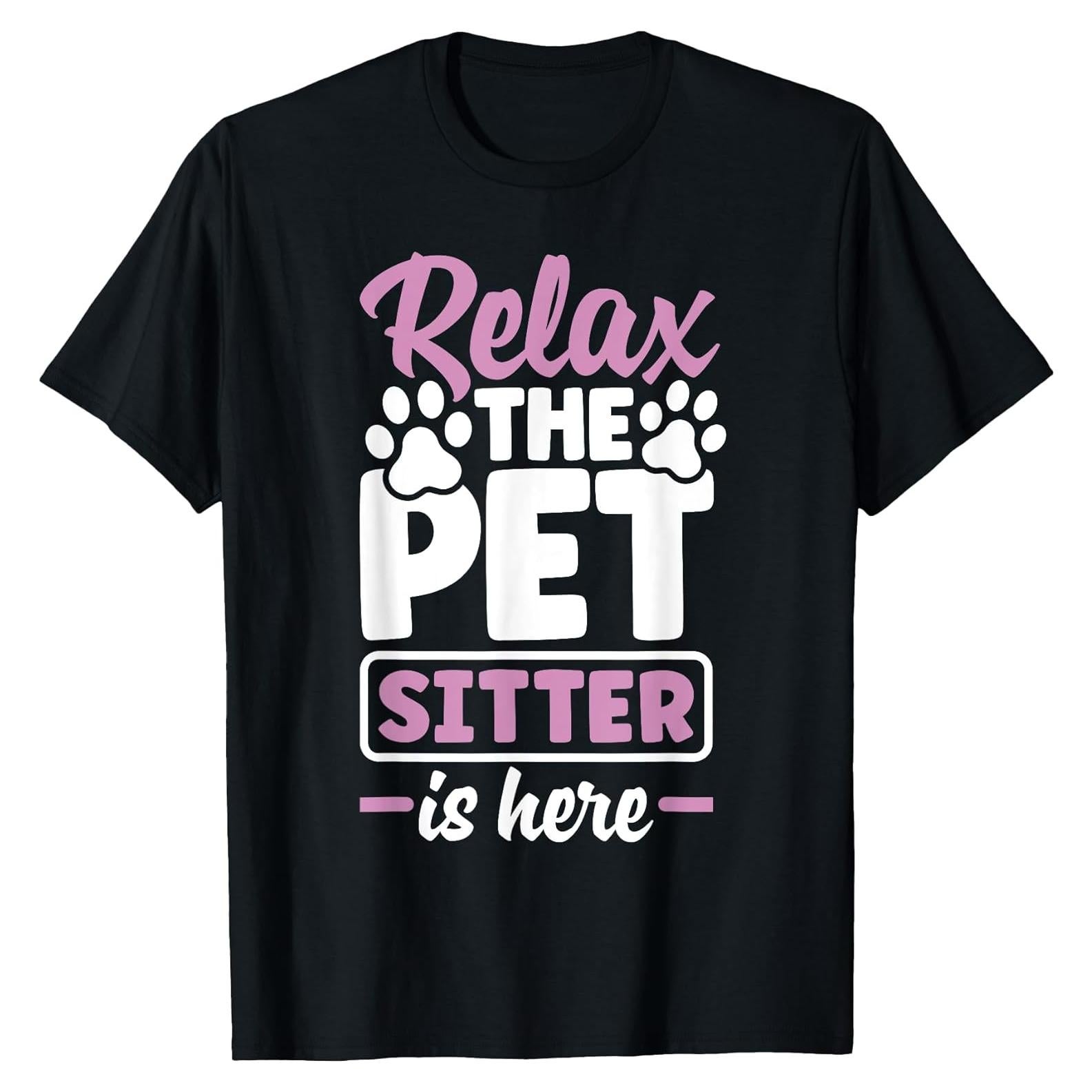 Camiseta Cuidador de Mascotas Relájate Negro Hombre