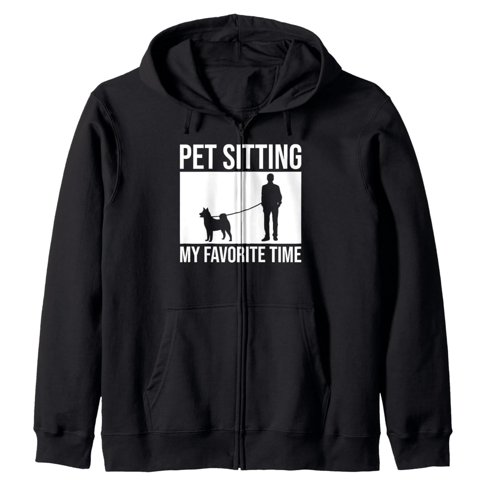Sudadera con Capucha Unisex Negra Pet Sitting 241g