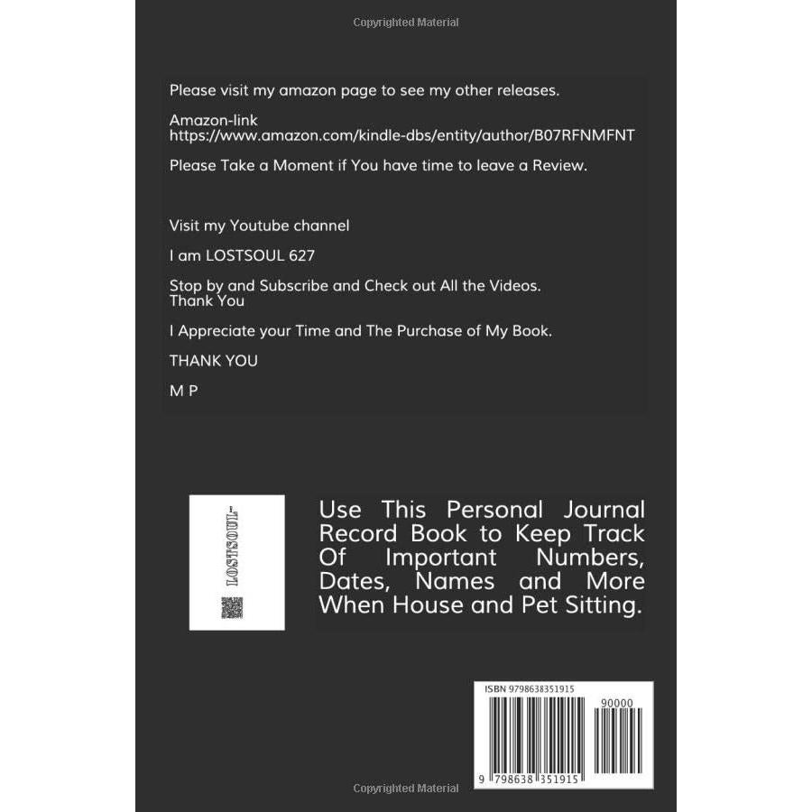 The House and Pet Sitting Journal Record Book