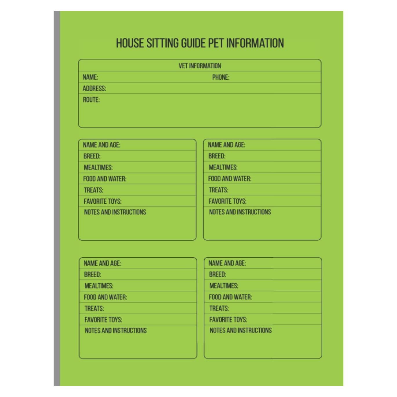 Cuaderno de Cuidado de Mascotas 100 Páginas Tapa Blanda