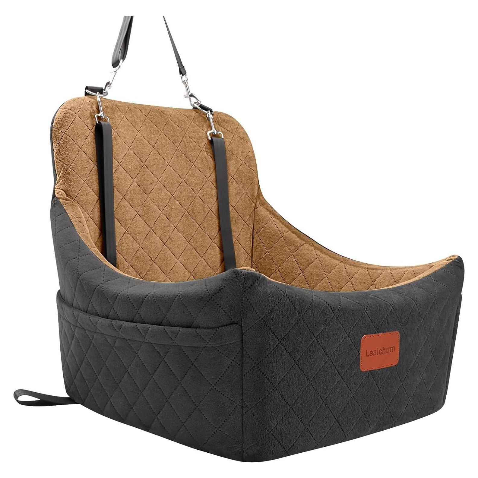 Asiento de coche para perros Lealchum Mediano Negro/Café