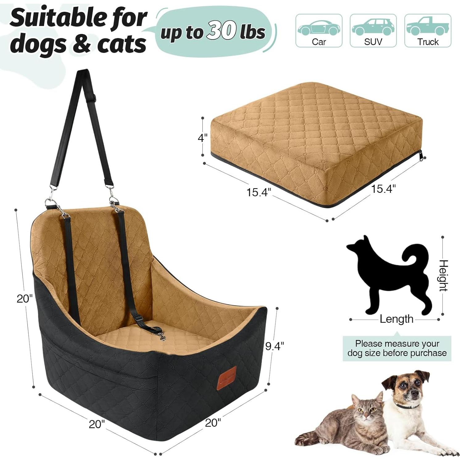 Asiento de coche para perros Lealchum Mediano Negro/Café