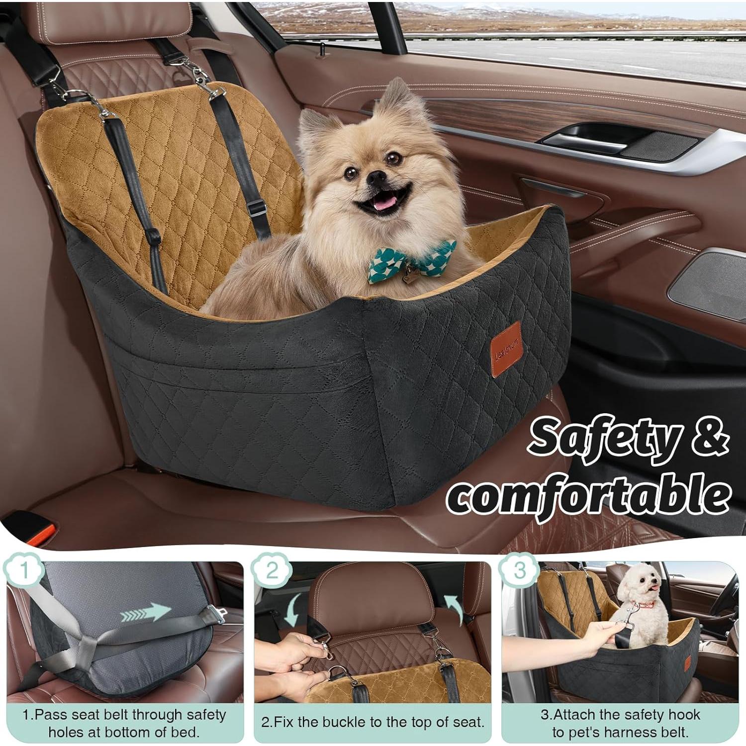 Asiento de coche para perros Lealchum Mediano Negro/Café