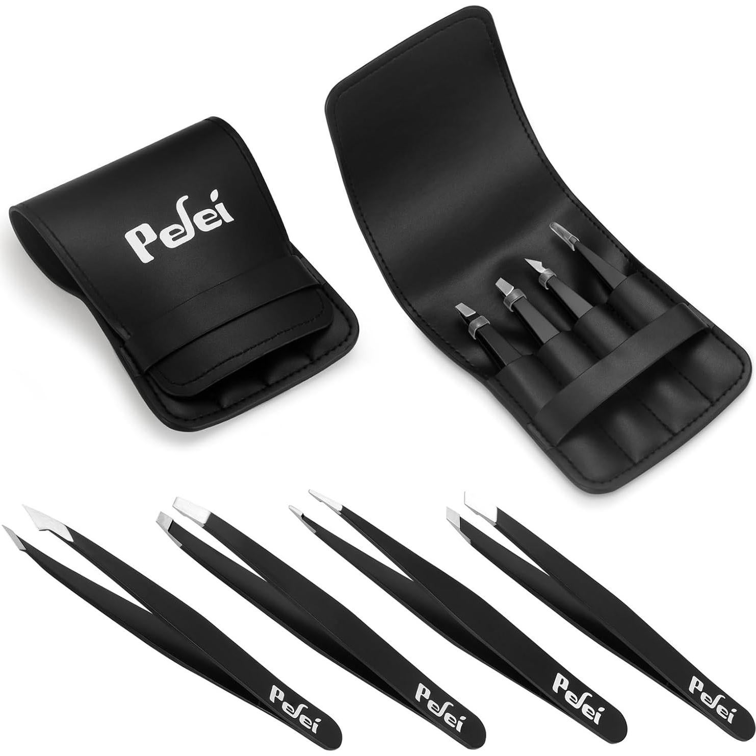 Juego de Pinzas Pefei - Acero Inoxidable 4 Piezas para Cejas