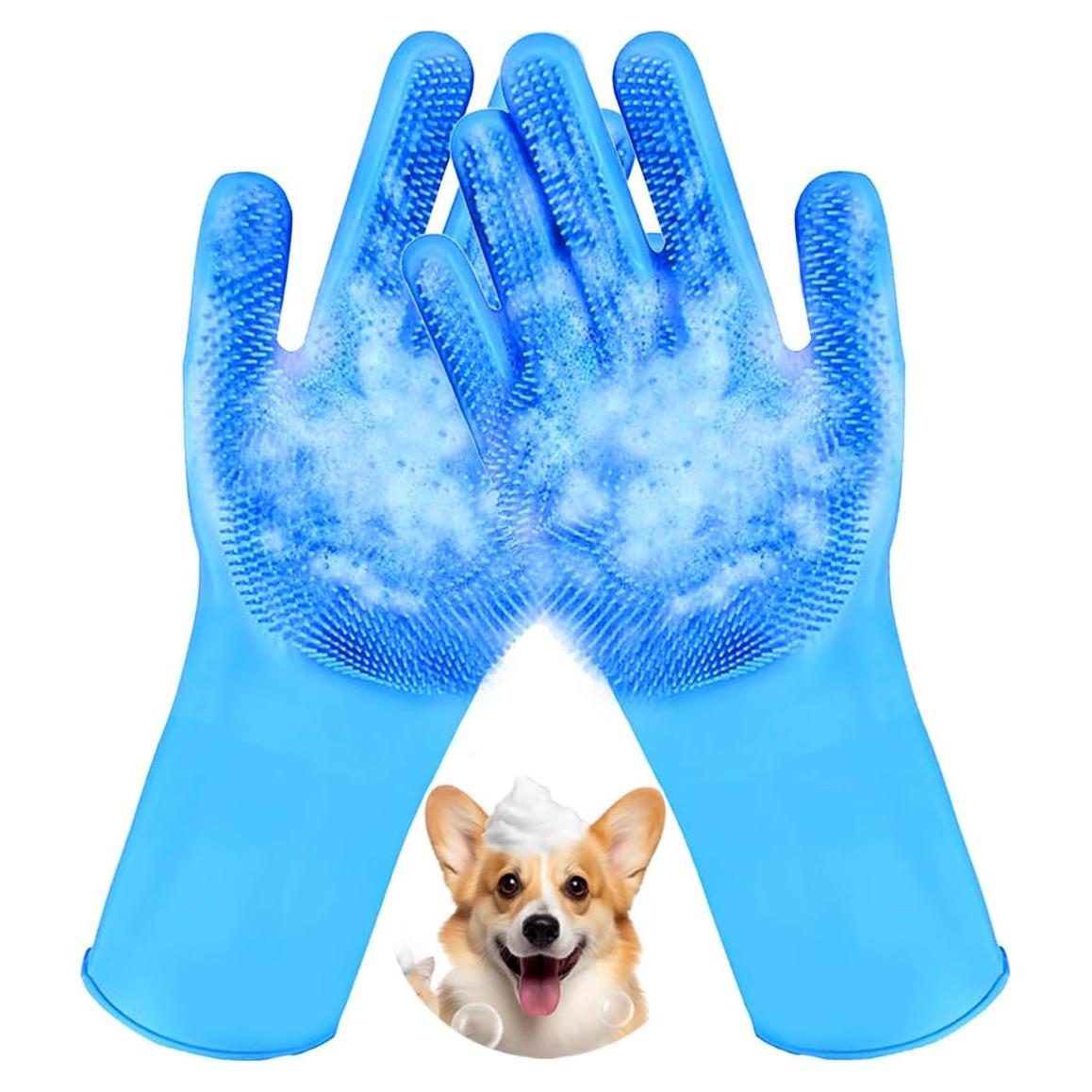 Guantes de Baño para Mascotas Metopets con Cepillo de Goma