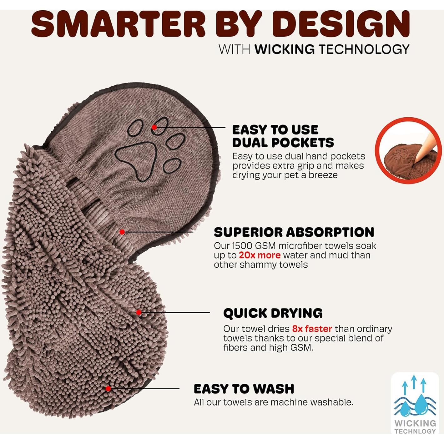 Toalla de Microfibra para Perros Dog Gone Smart 33x79cm Gris