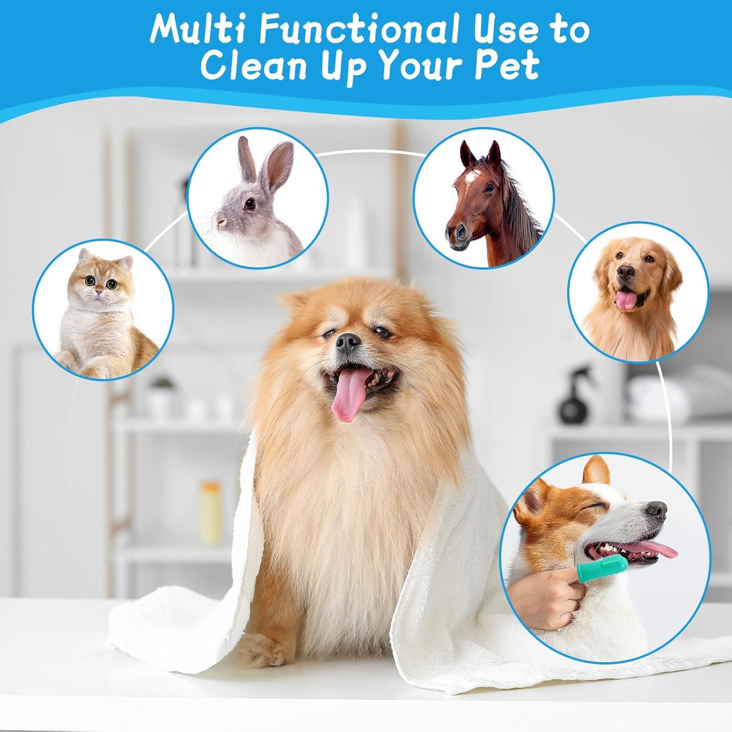 Guantes de Aseo para Mascotas ROBATUN Azul 2-en-1 Silicona