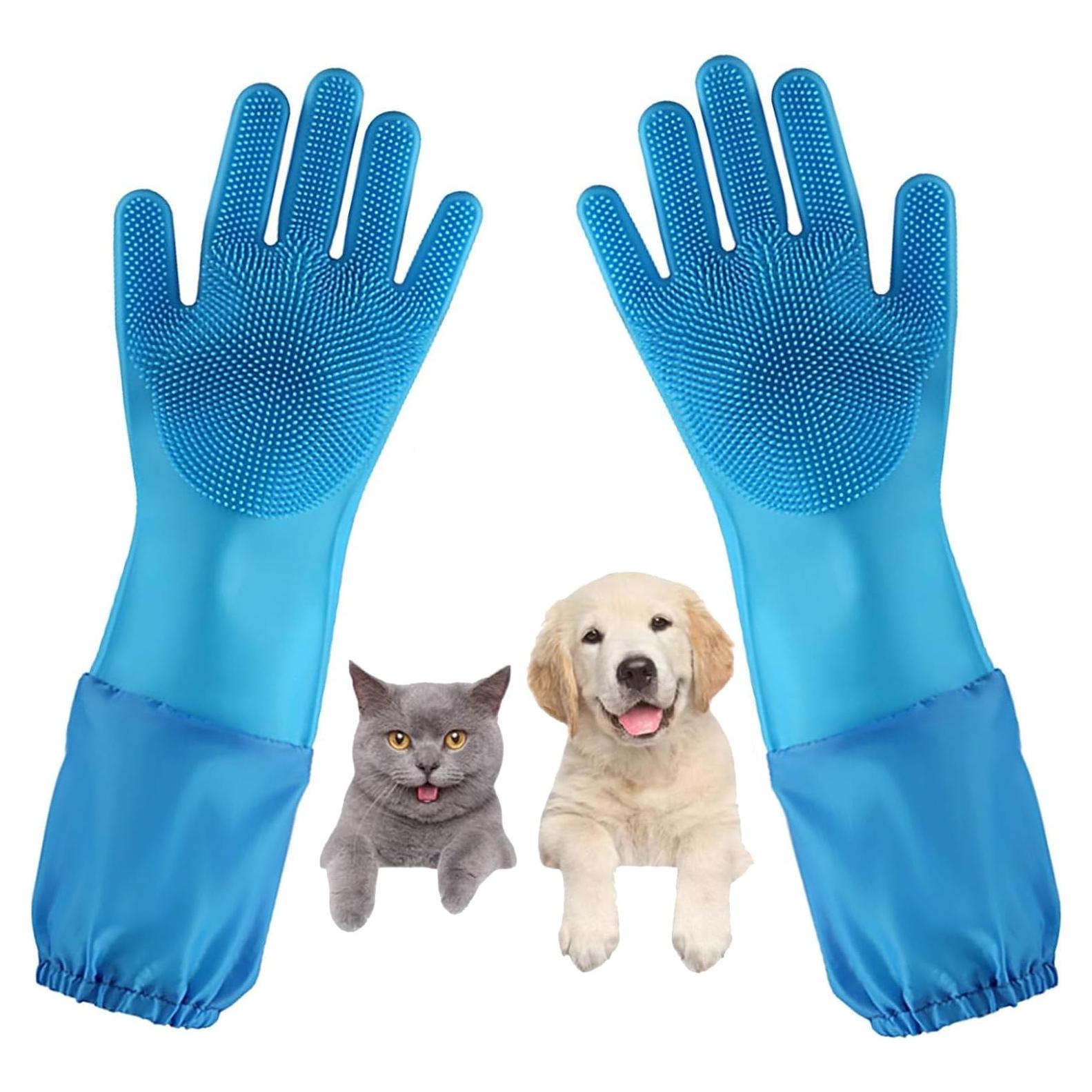 Guantes de Aseo para Mascotas GALYNA Azul 2 en 1