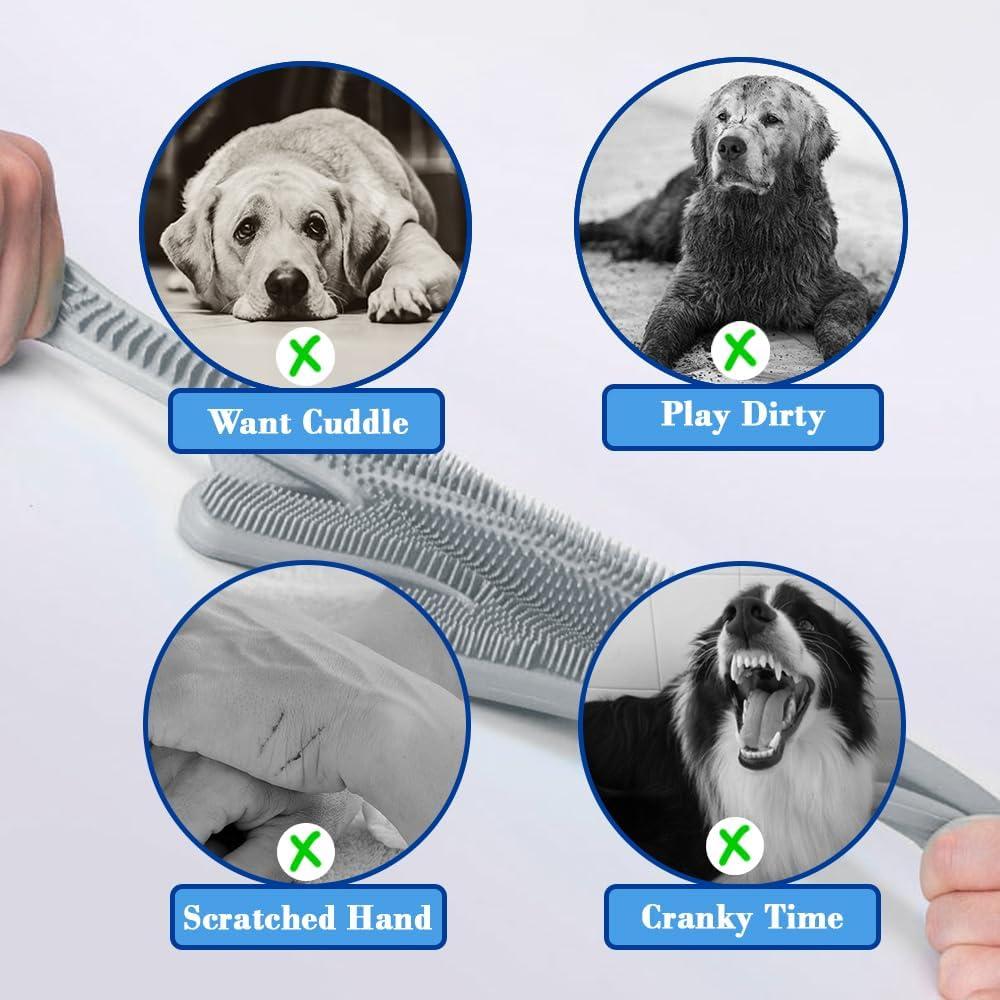 Guantes de Aseo para Mascotas 1TO3GO Gris - Silicona