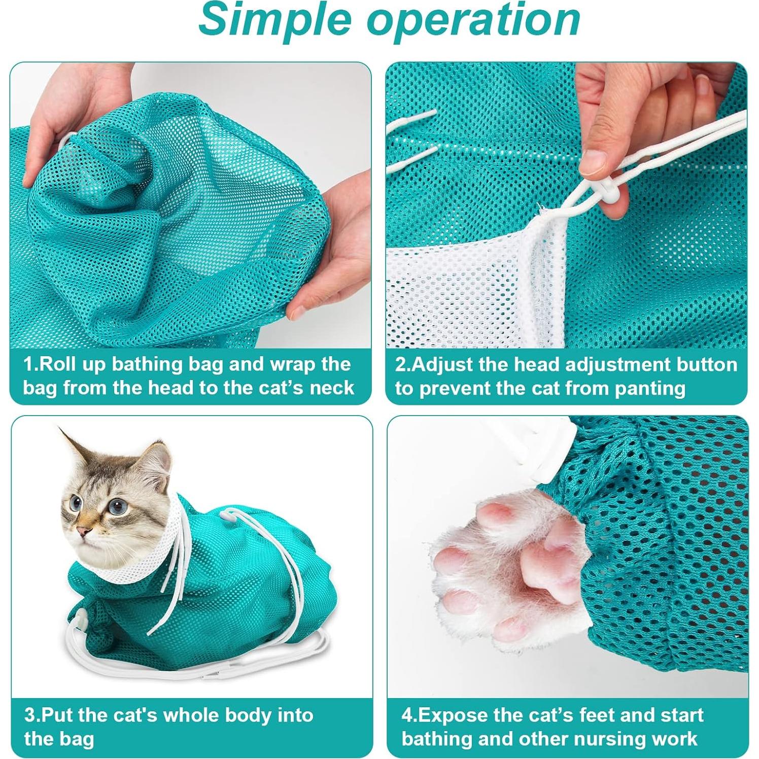 Bolsa de Ducha para Gatos Catcan - Malla Transpirable 70 cm