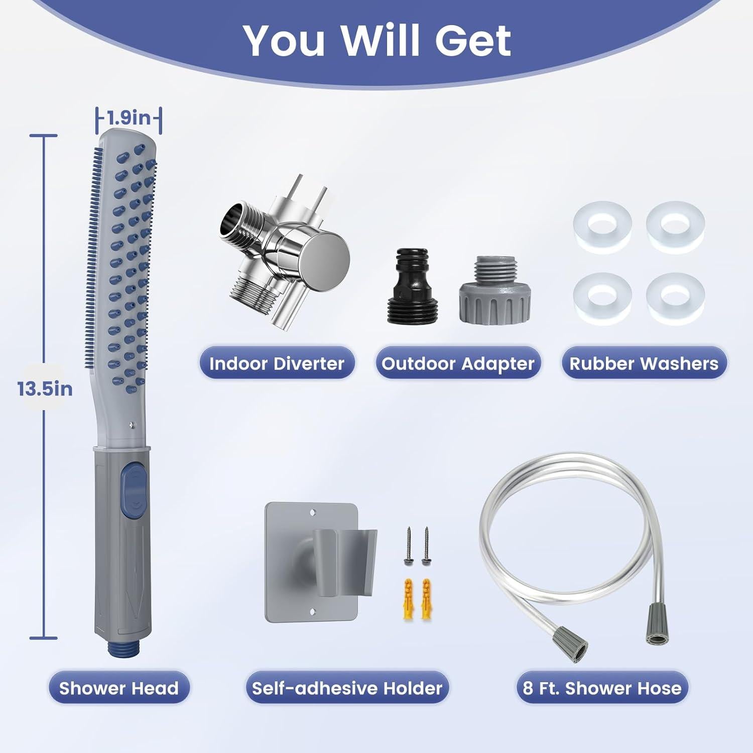 Ducha para Perros Shandus con Manguera 2,44 m y 3 Modos