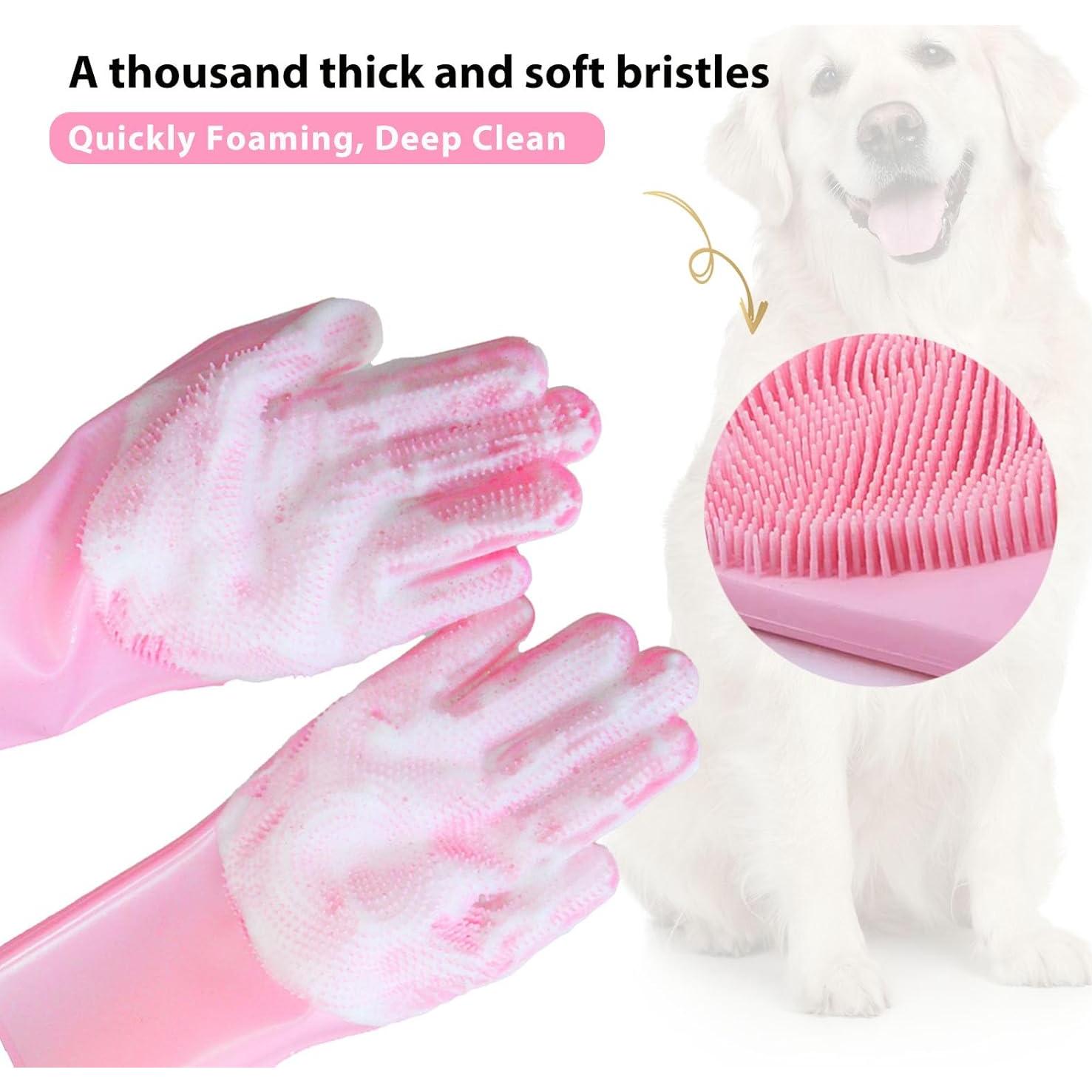 Guantes de Aseo para Mascotas NVNAN Rosa - Cepillo Silicona