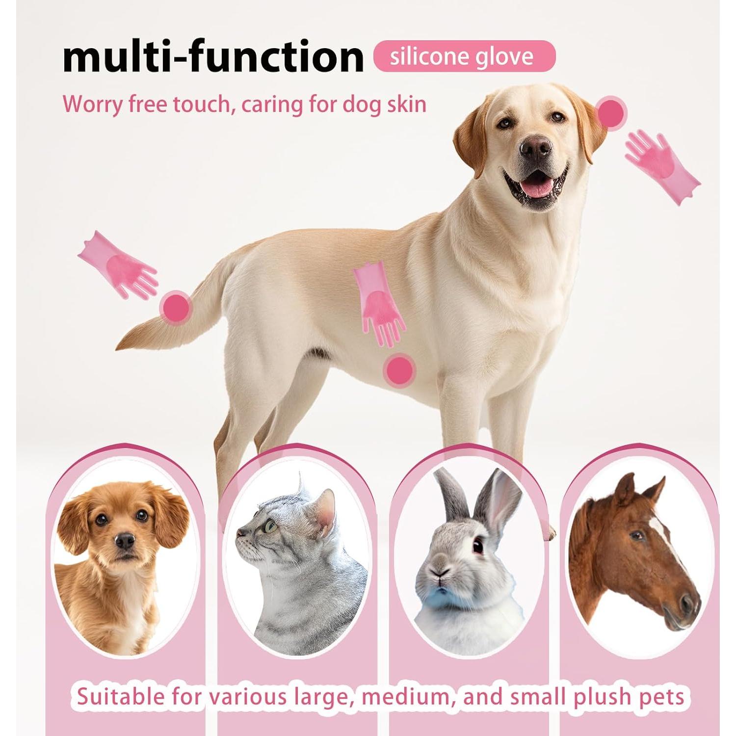 Guantes de Aseo para Mascotas NVNAN Rosa - Cepillo Silicona