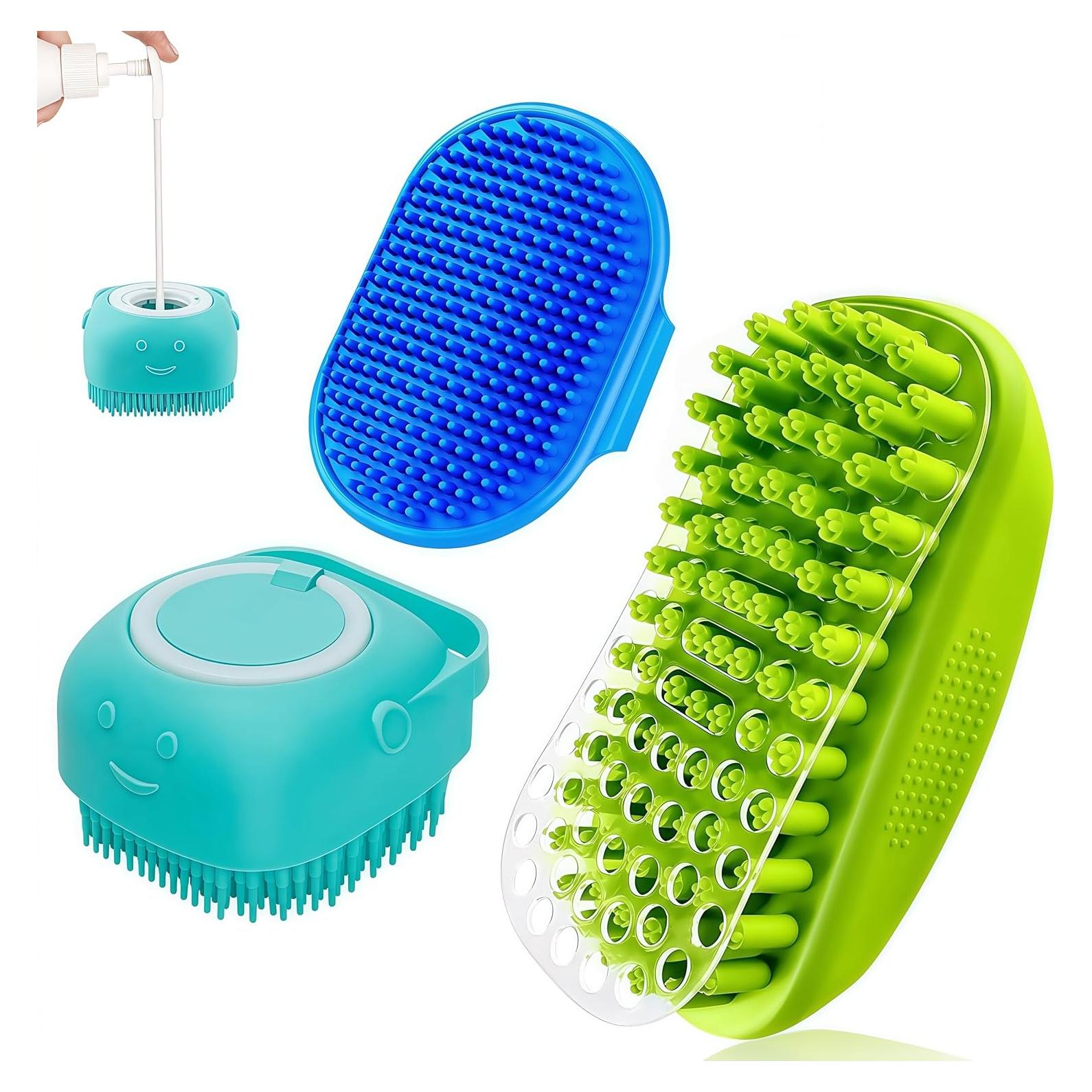 Juego de 3 cepillos de baño para perros UGNEL - Masaje y acicalamiento