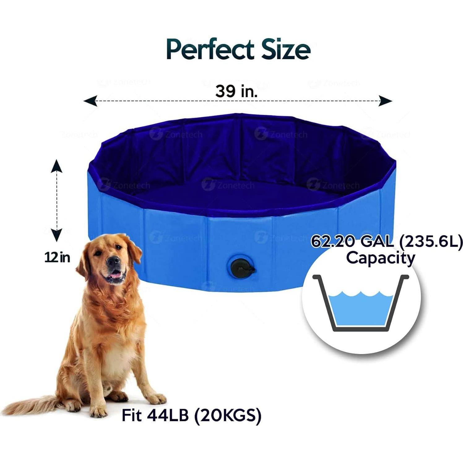 Piscina Plegable Zona Tech para Mascotas y Niños 10L