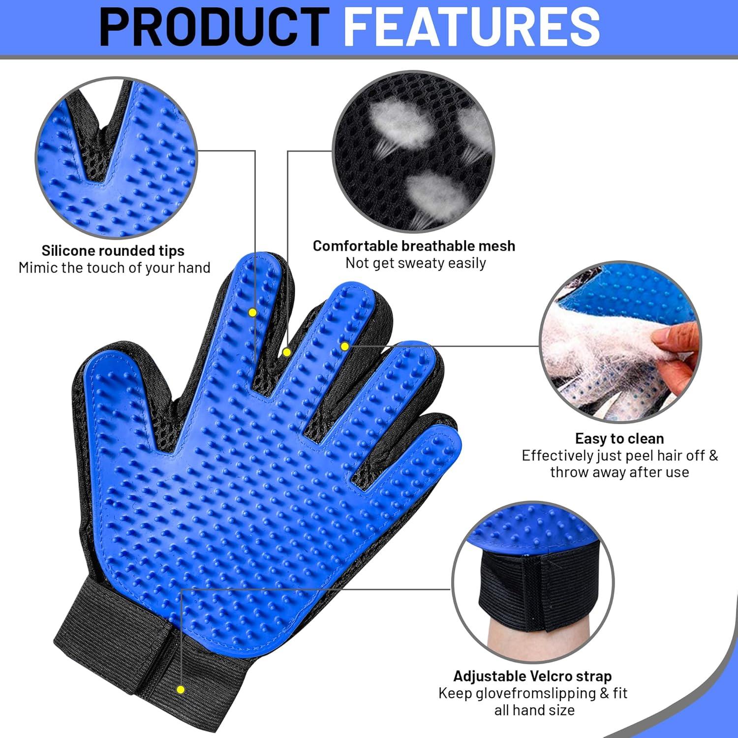 Guantes de Aseo para Mascotas Zenelanep - 1 Par Azul
