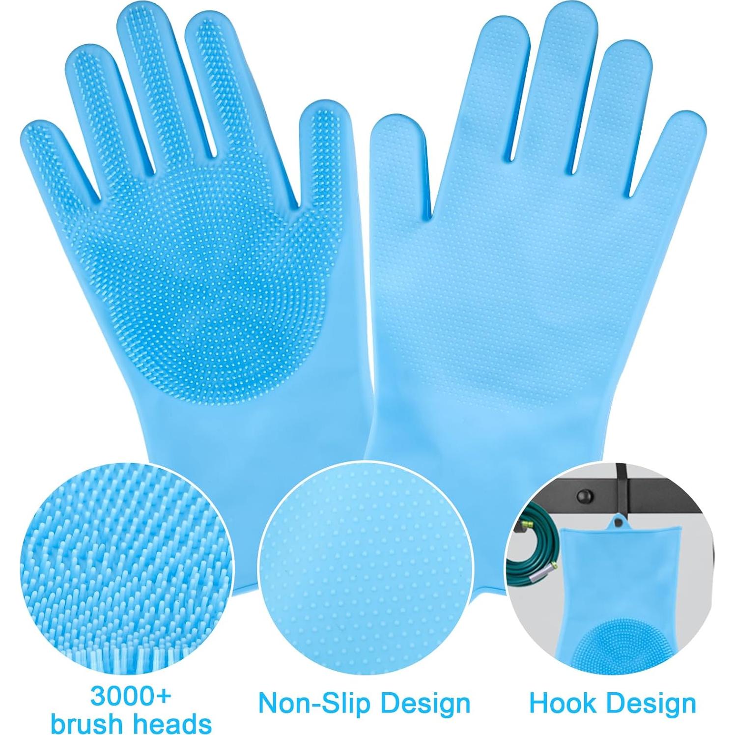 VIWIK Kit de Aseo para Mascotas: Cepillo y Guantes Azul
