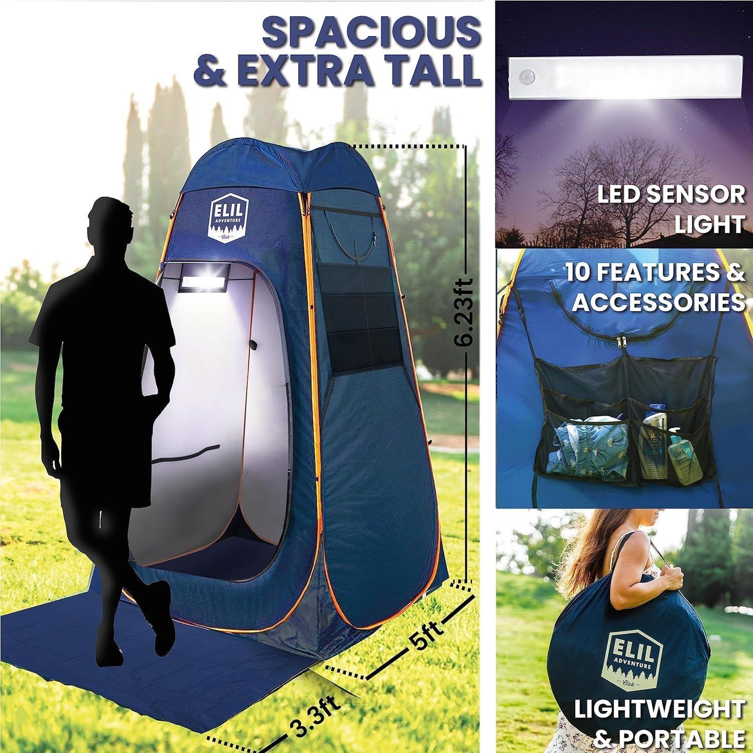 Tienda de Ducha Camping Elil 1.90m con Luz LED y Privacidad