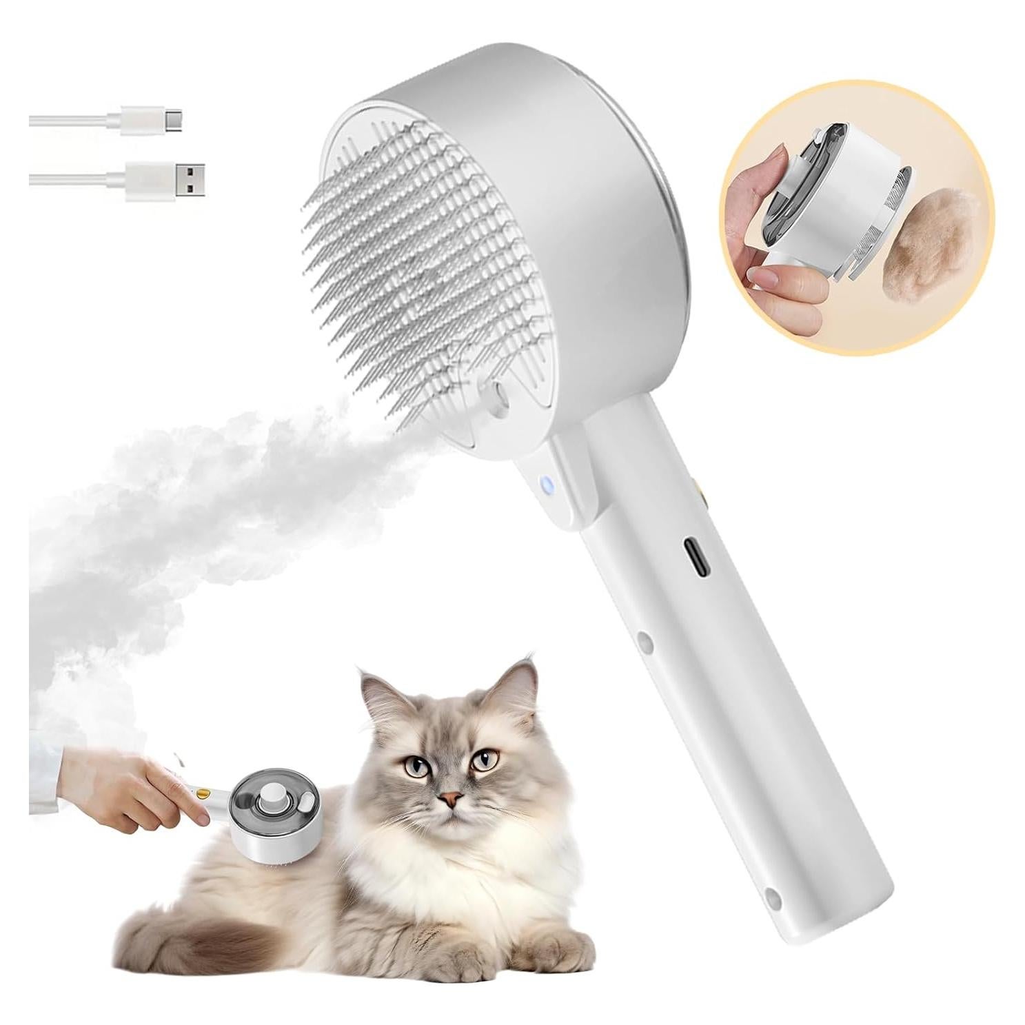 Cepillo de Vapor para Gatos Cloud Care 4 en 1 - Blanco