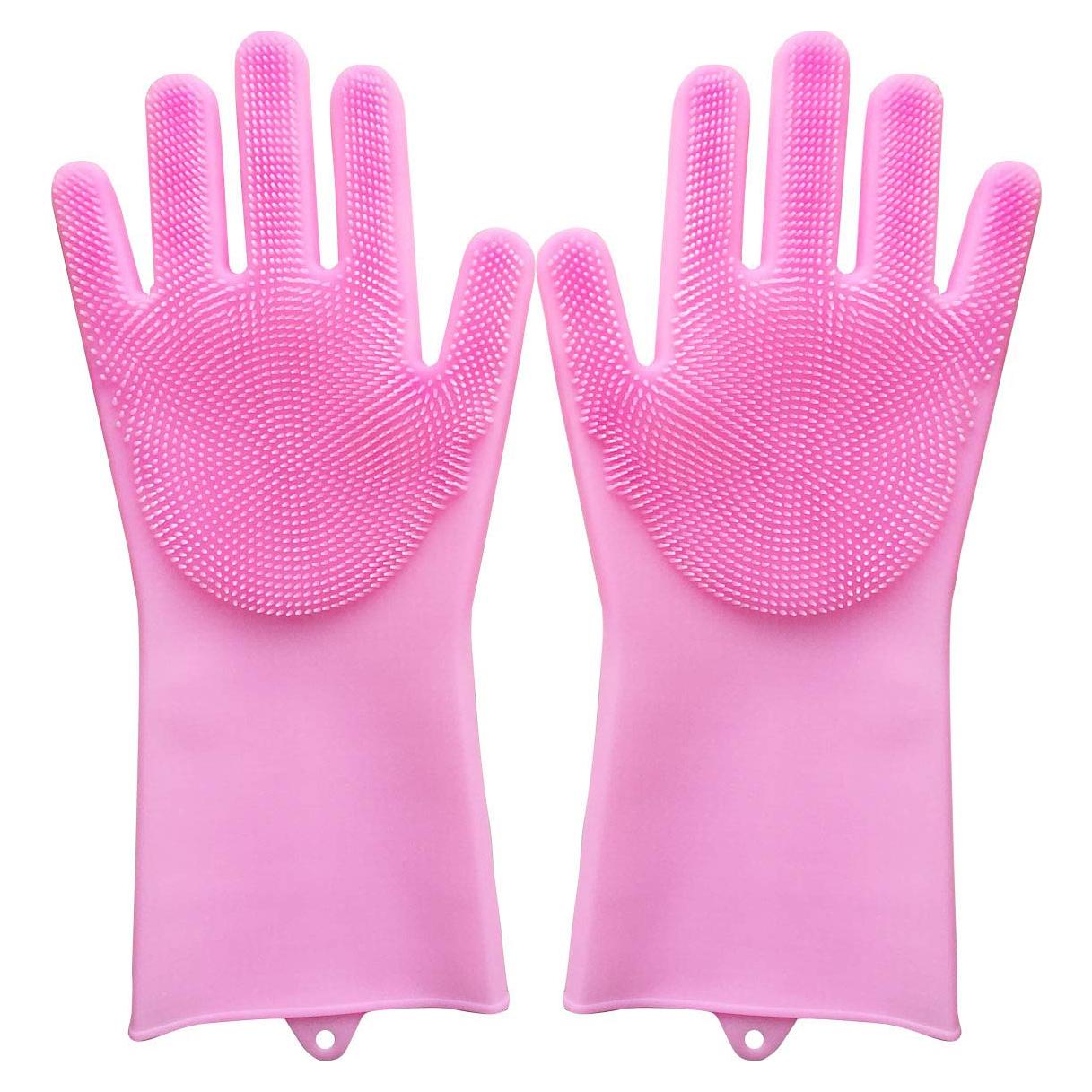 Guantes de Aseo para Mascotas Kissria - Silicona Rosa 34 cm