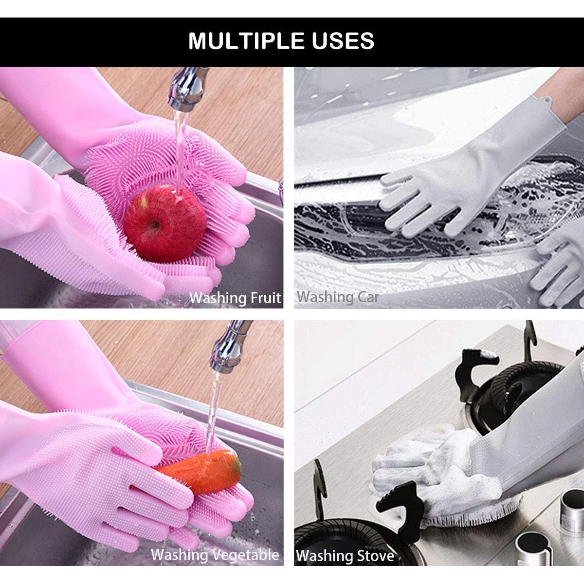 Guantes de Aseo para Mascotas Kissria - Silicona Rosa 34 cm