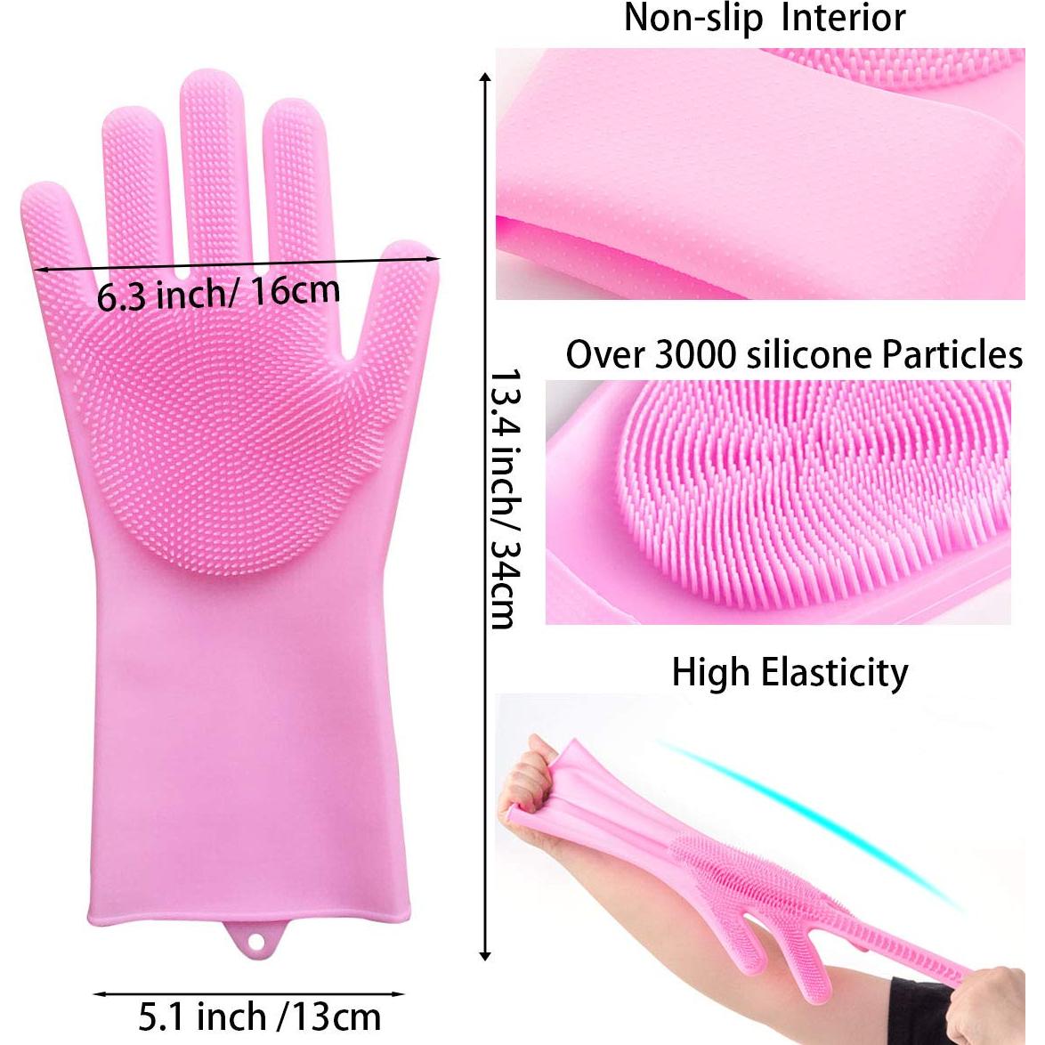 Guantes de Aseo para Mascotas Kissria - Silicona Rosa 34 cm